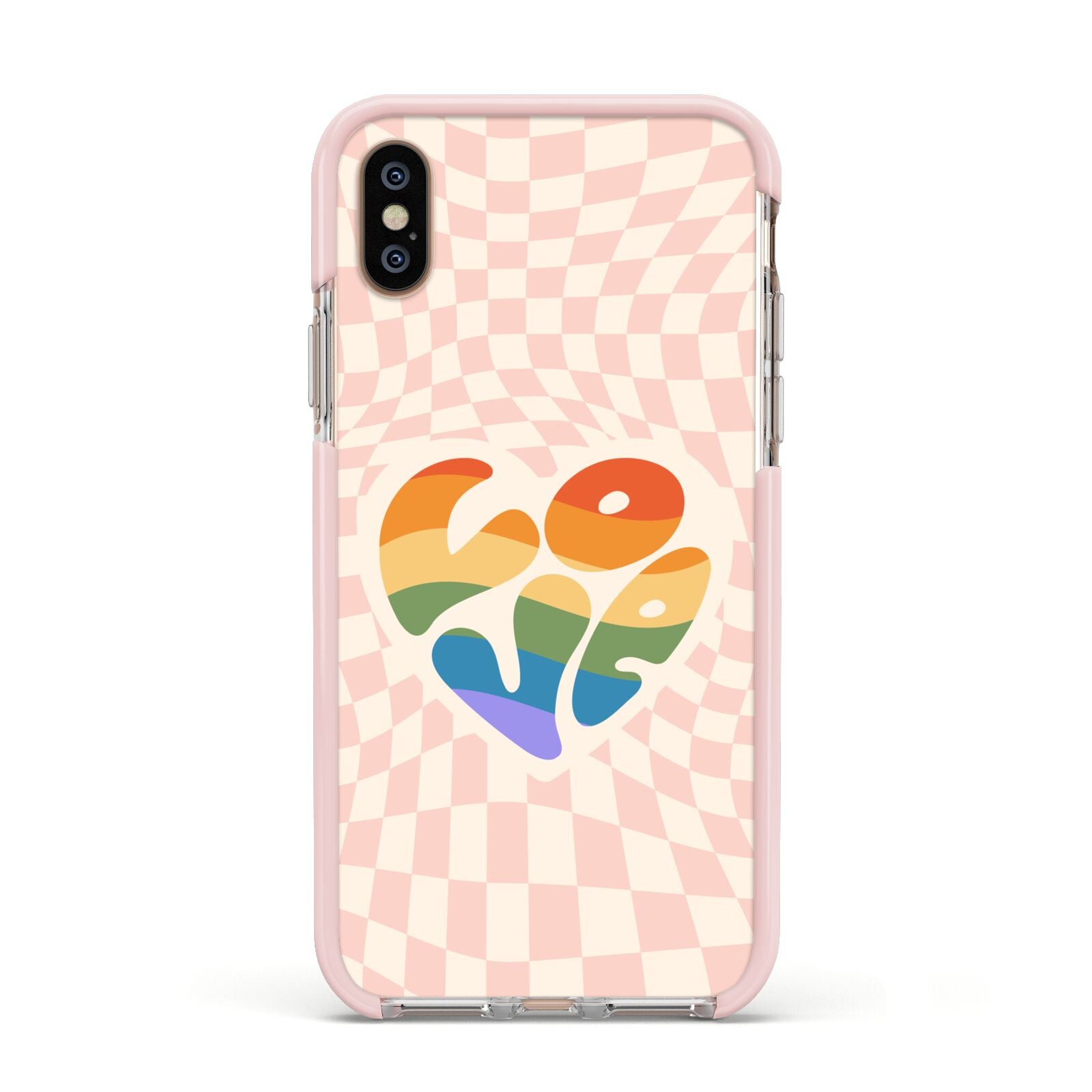 Pride Apple iPhone Xs Impact Case Pink Edge on Gold Phone