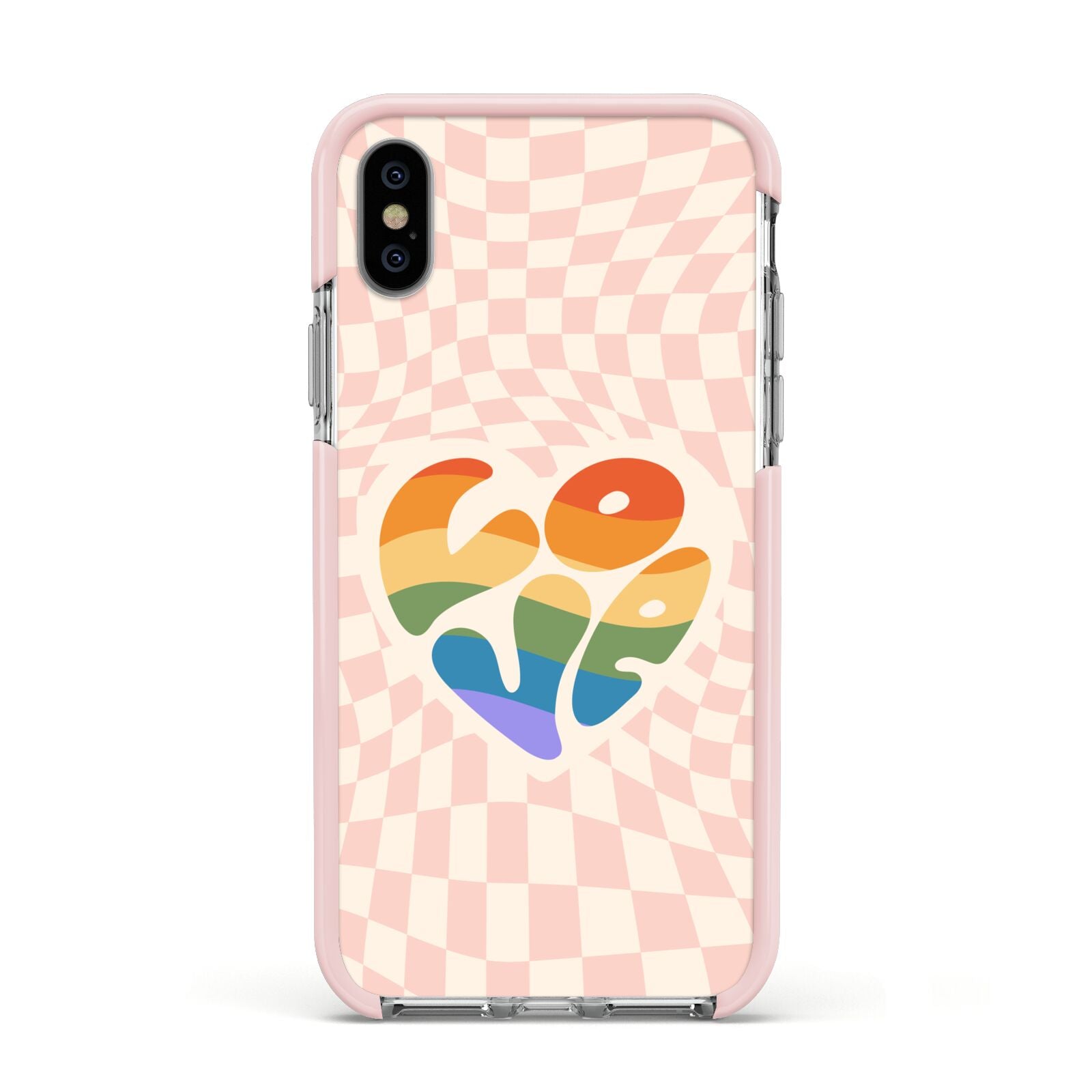 Pride Apple iPhone Xs Impact Case Pink Edge on Silver Phone