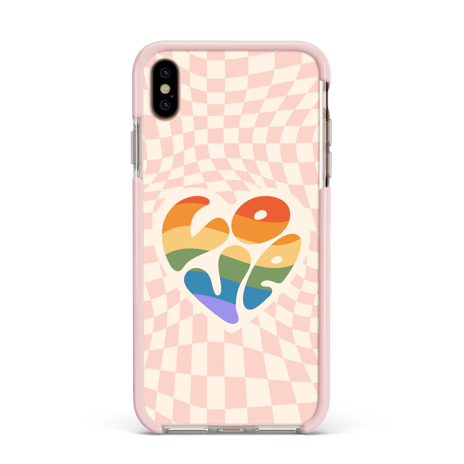 Pride Apple iPhone Xs Max Impact Case Pink Edge on Gold Phone