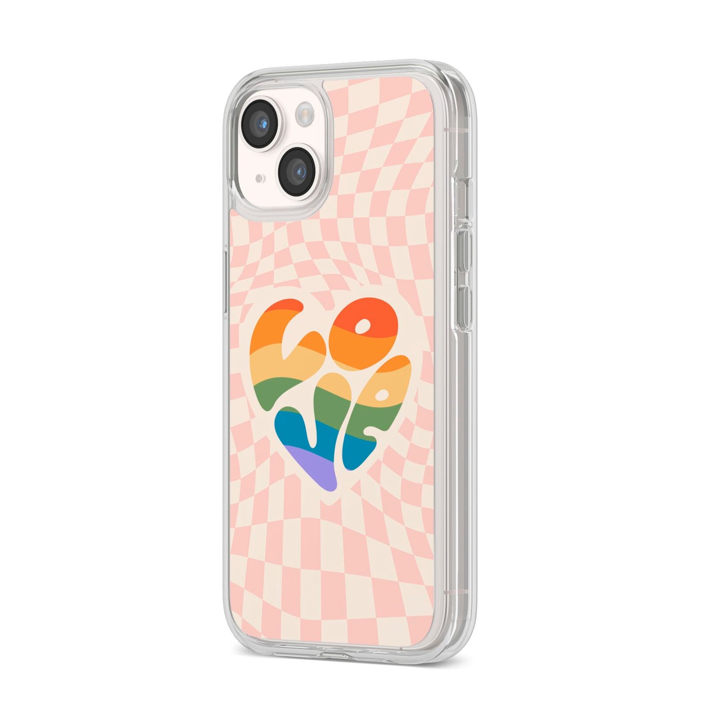 Pride iPhone 14 Clear Tough Case Starlight Angled Image