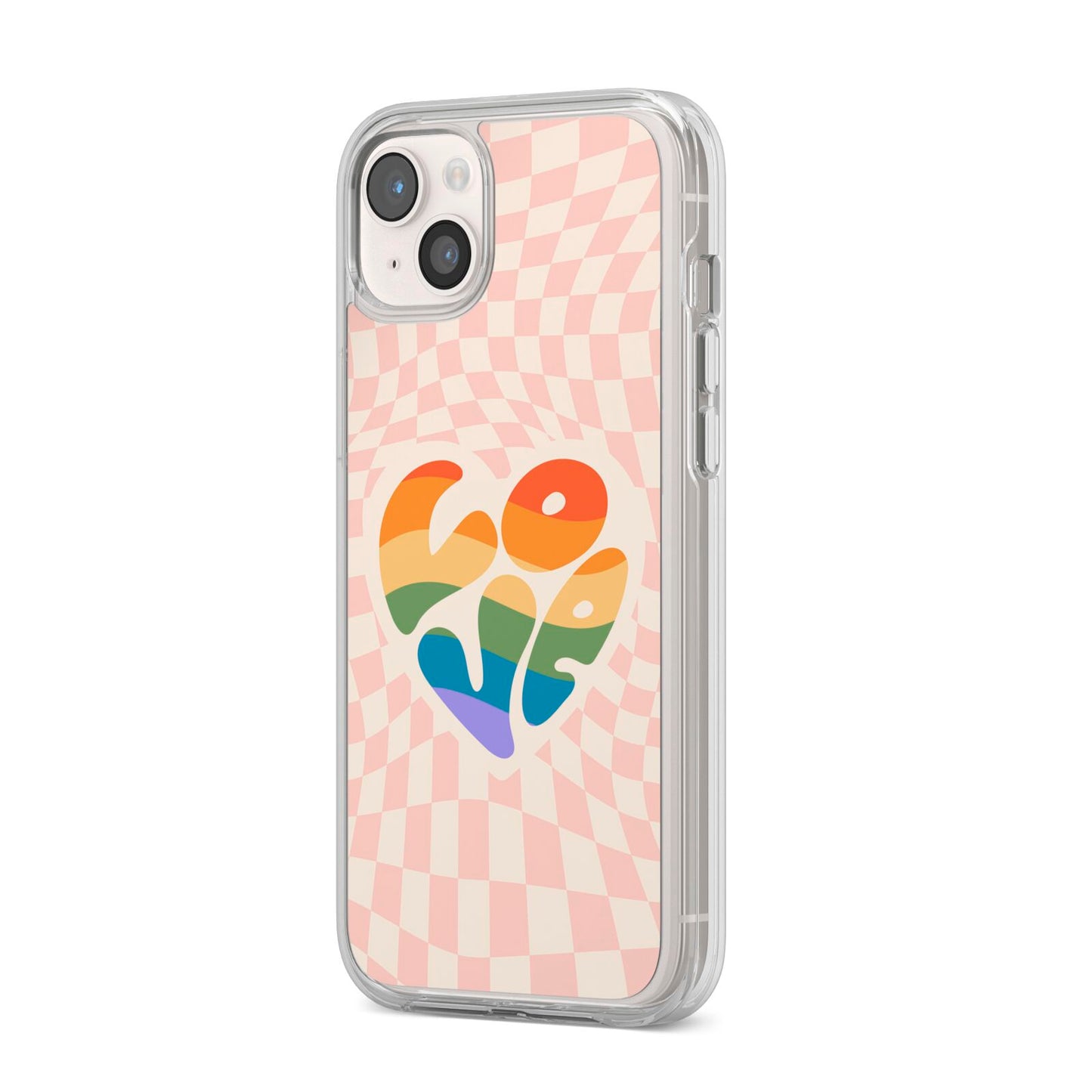 Pride iPhone 14 Plus Clear Tough Case Starlight Angled Image