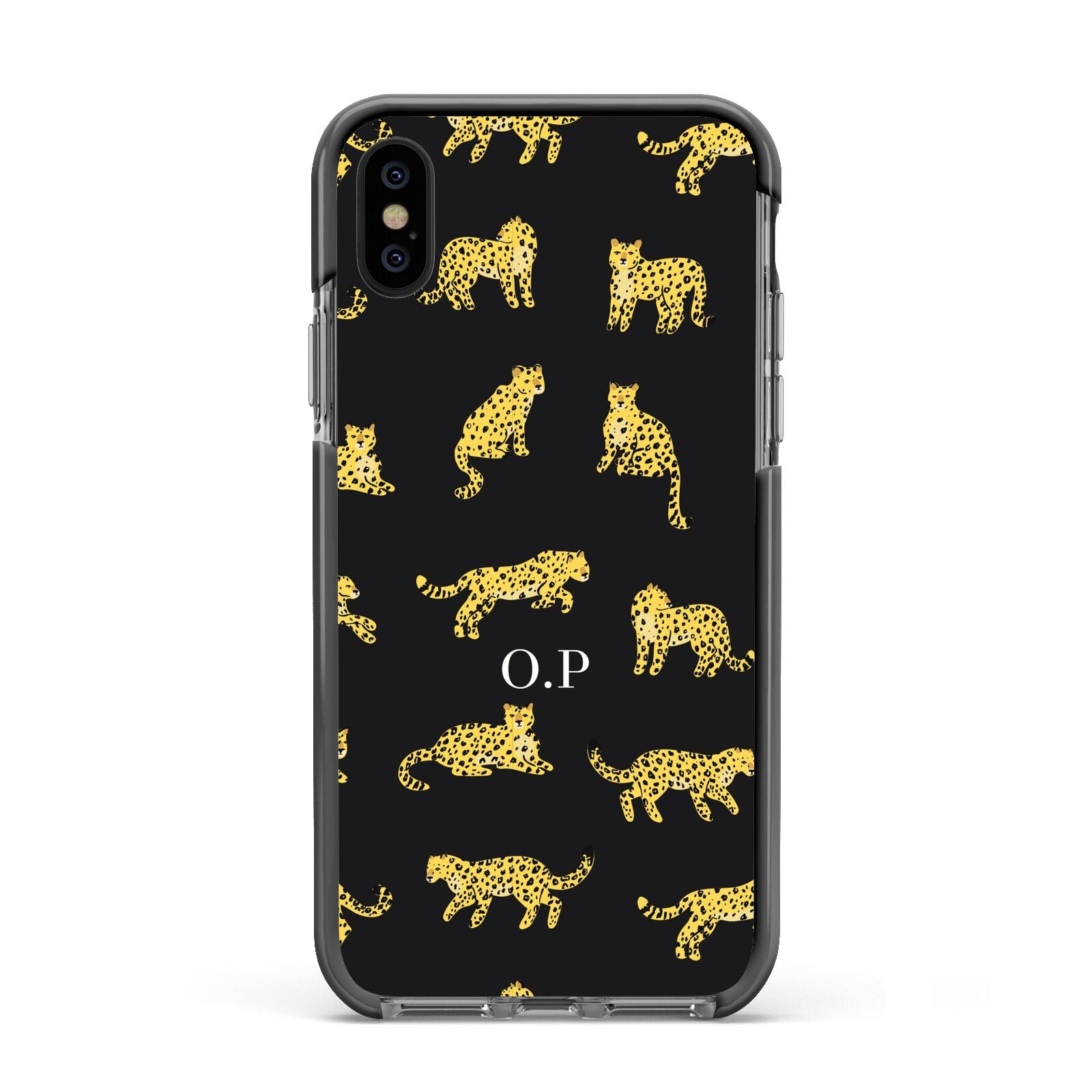 Prowling Leopard Apple iPhone Xs Impact Case Black Edge on Black Phone