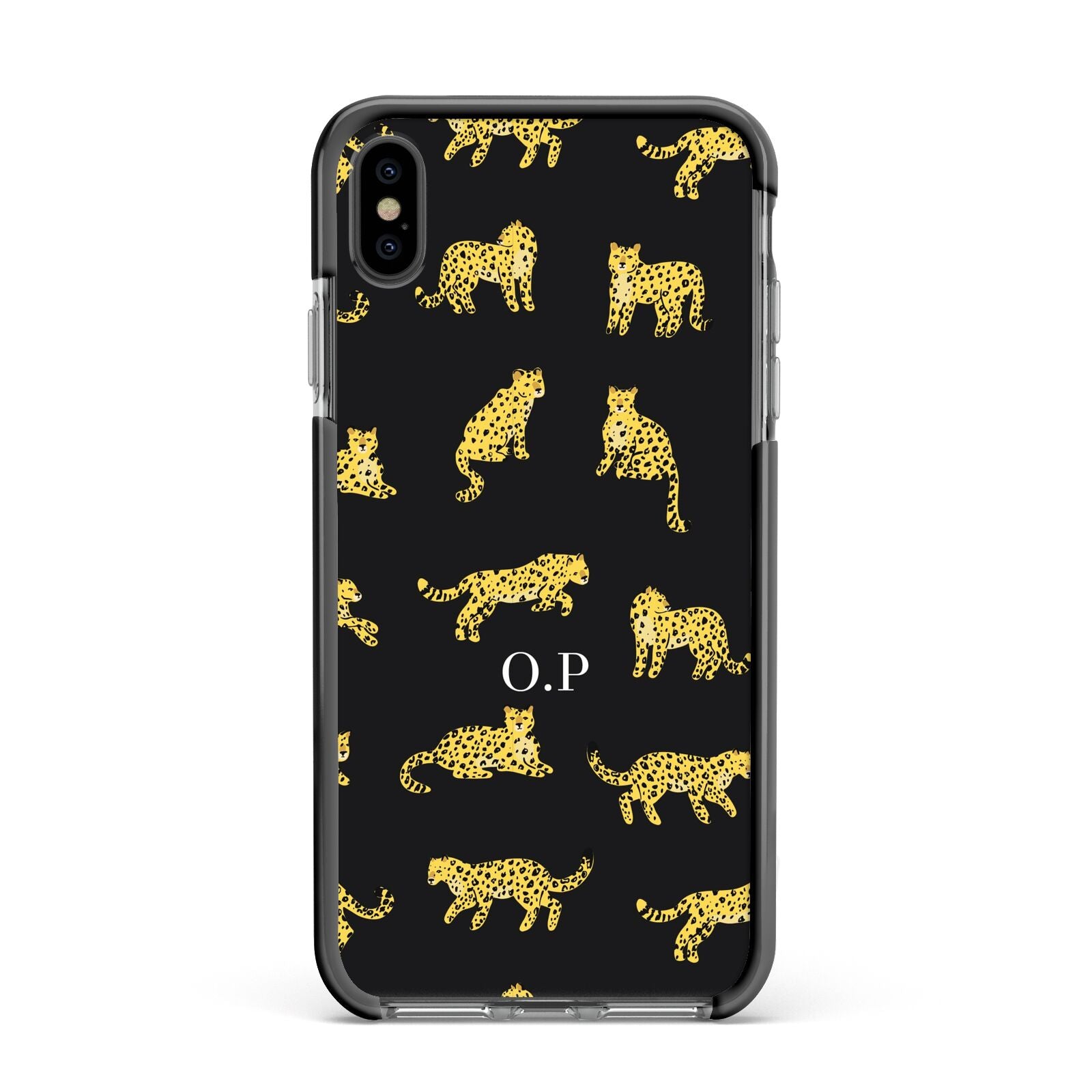 Prowling Leopard Apple iPhone Xs Max Impact Case Black Edge on Black Phone