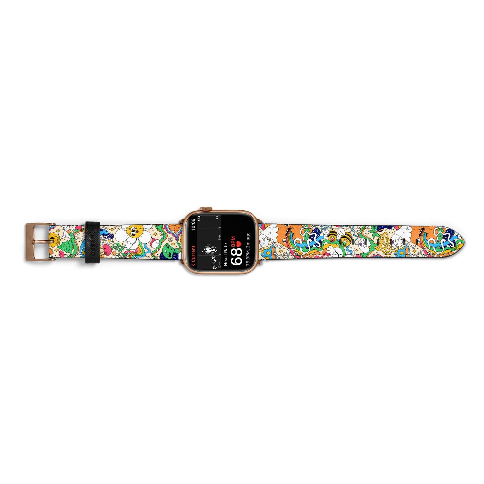 Psychedelic Trippy Apple Watch Strap Size 38mm Landscape Image Gold Hardware