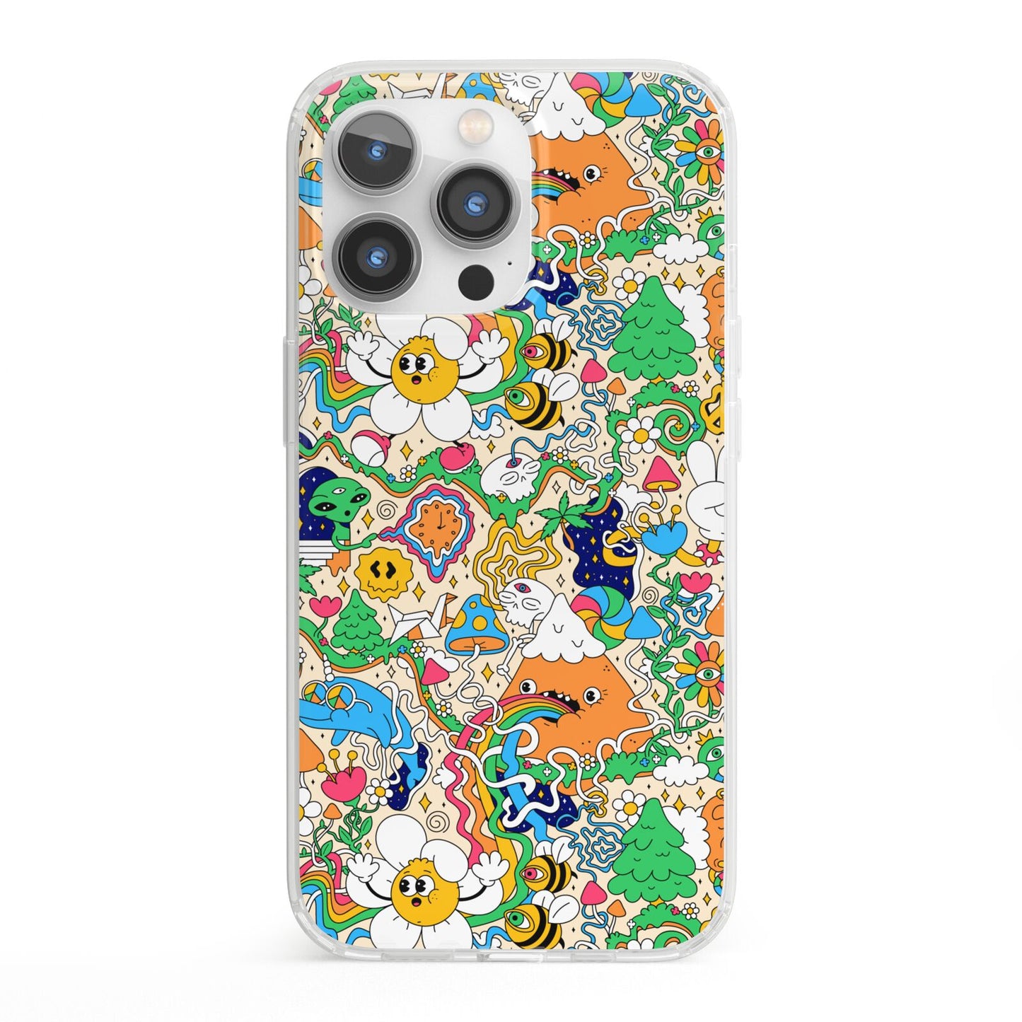 Psychedelic Trippy iPhone 13 Pro Clear Bumper Case