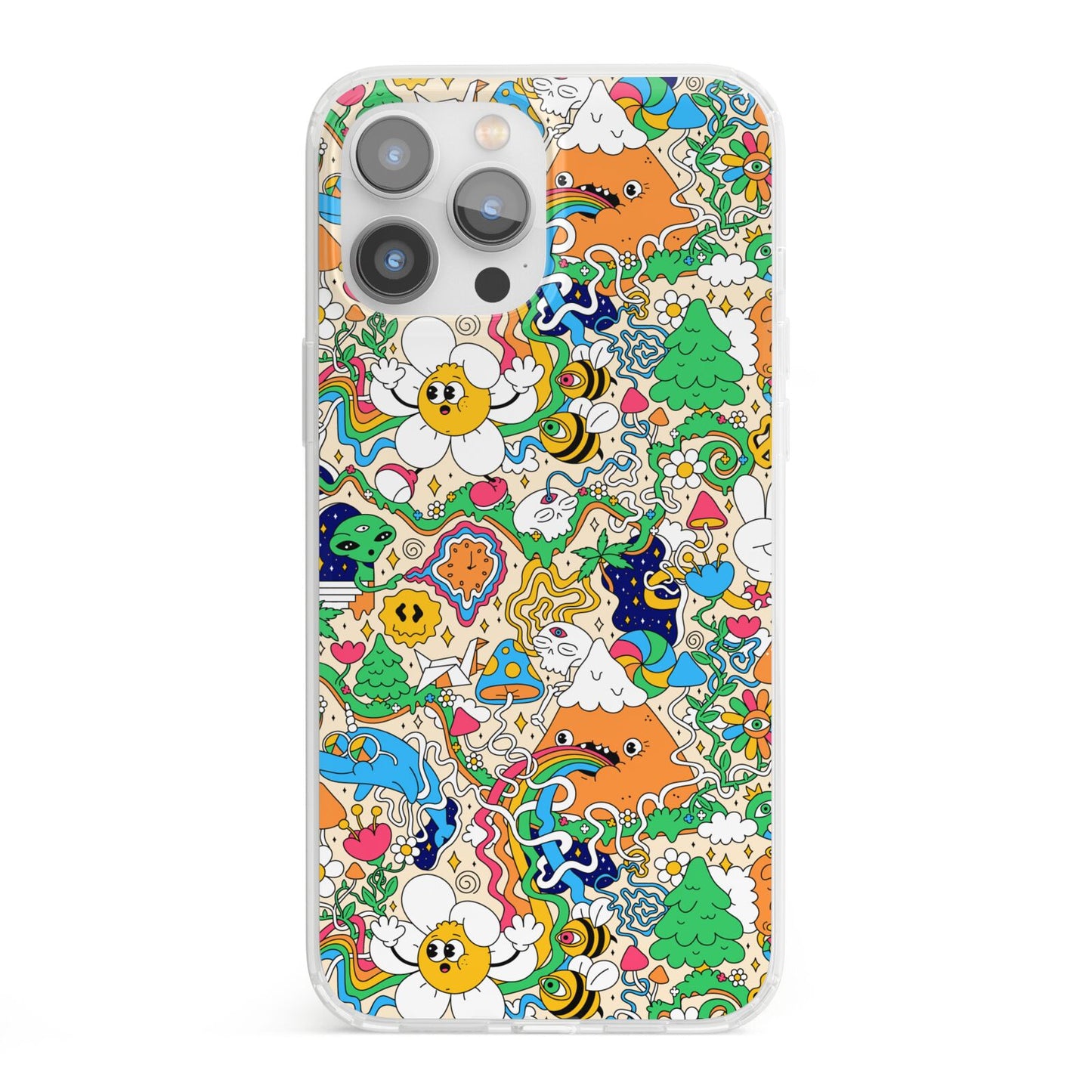 Psychedelic Trippy iPhone 13 Pro Max Clear Bumper Case