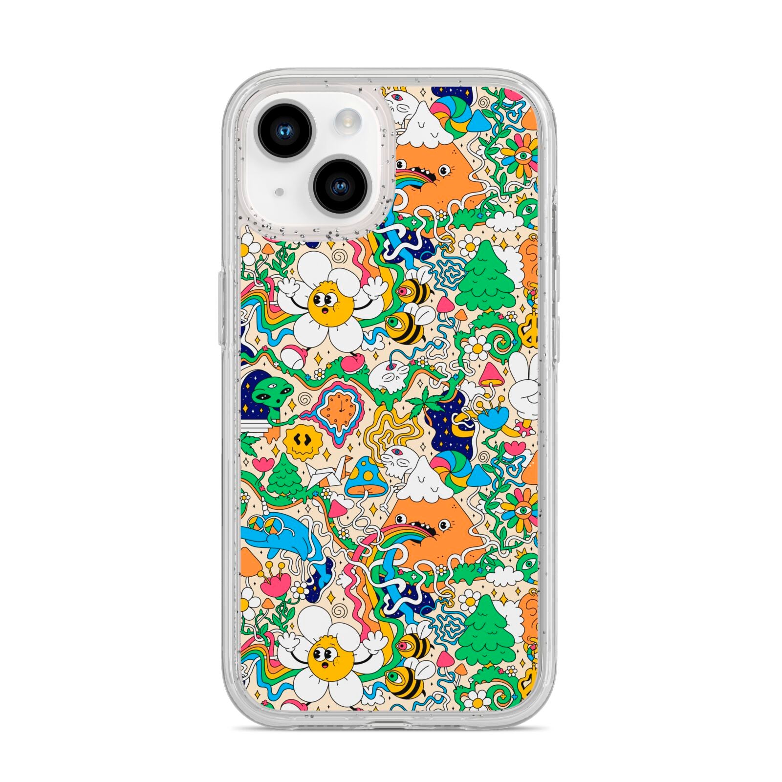 Psychedelic Trippy iPhone 14 Glitter Tough Case Starlight