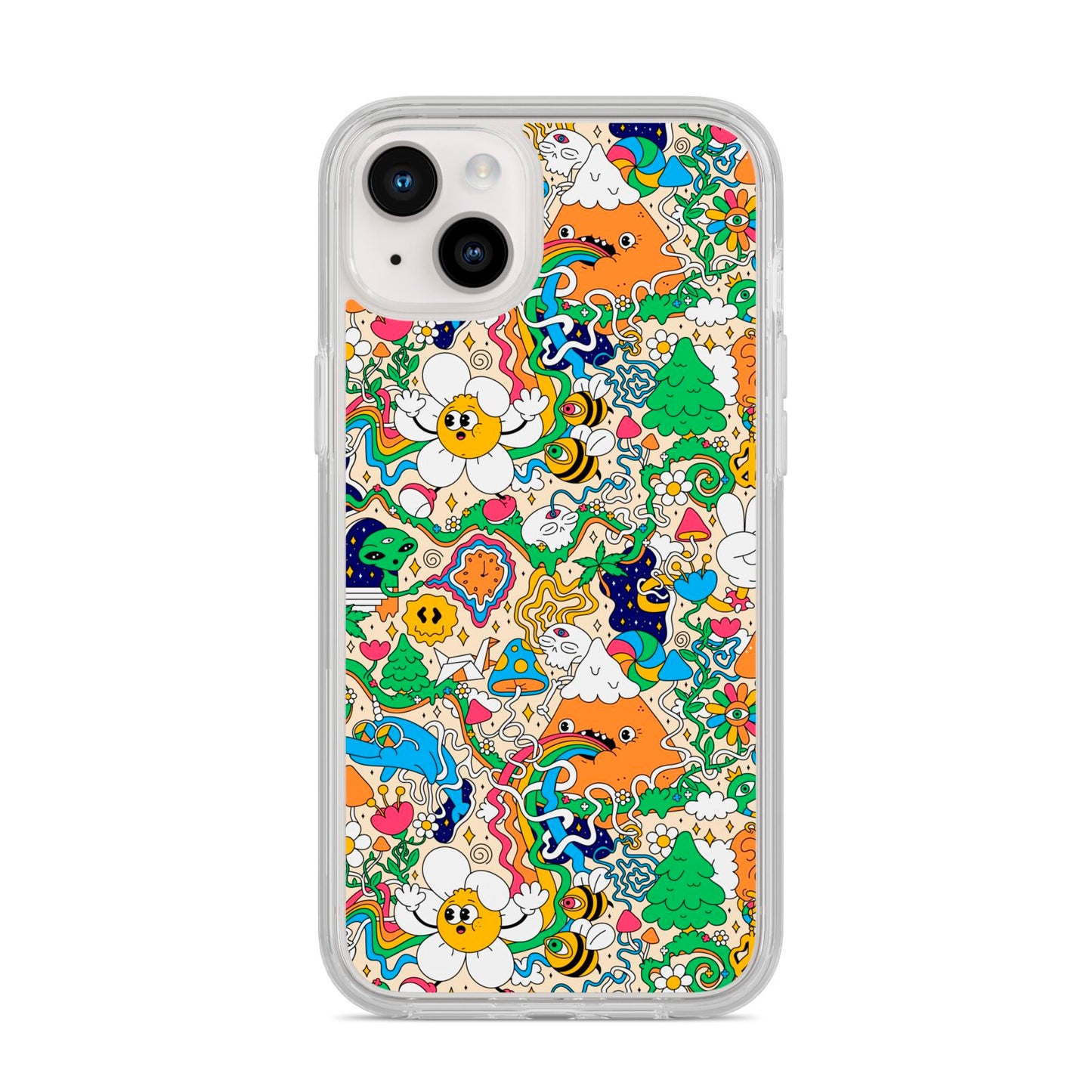 Psychedelic Trippy iPhone 14 Plus Clear Tough Case Starlight