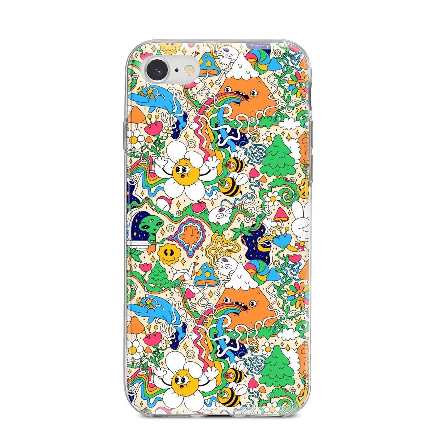 Psychedelic Trippy iPhone 8 Bumper Case on Silver iPhone