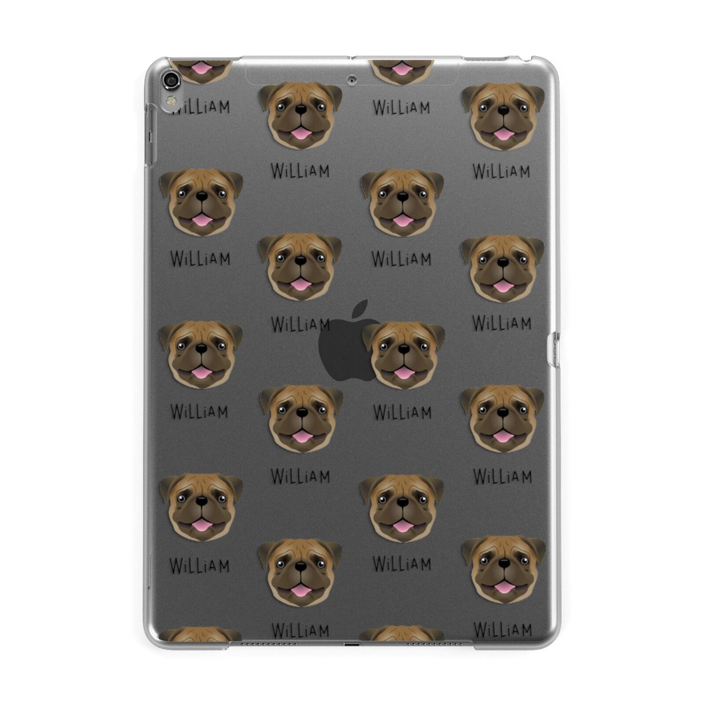 Pug Icon with Name Apple iPad Grey Case