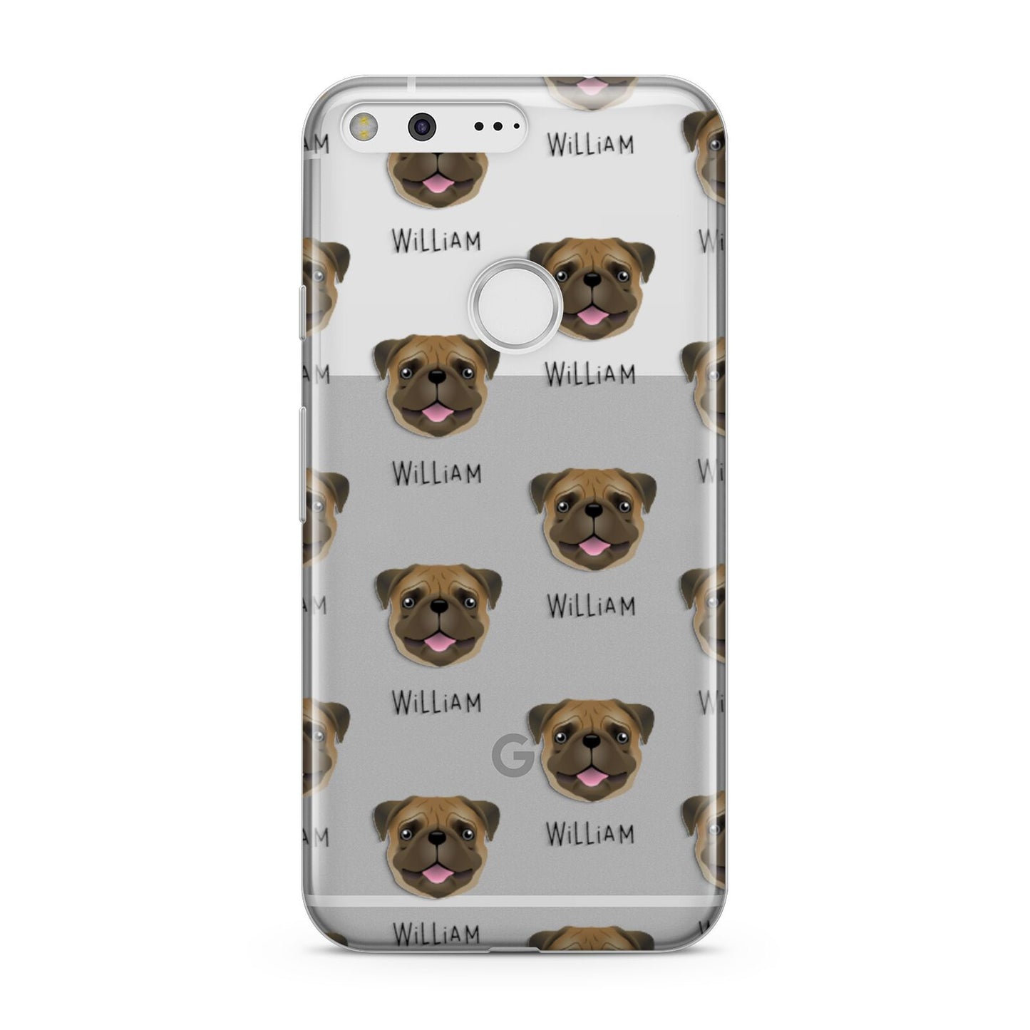 Pug Icon with Name Google Pixel Case