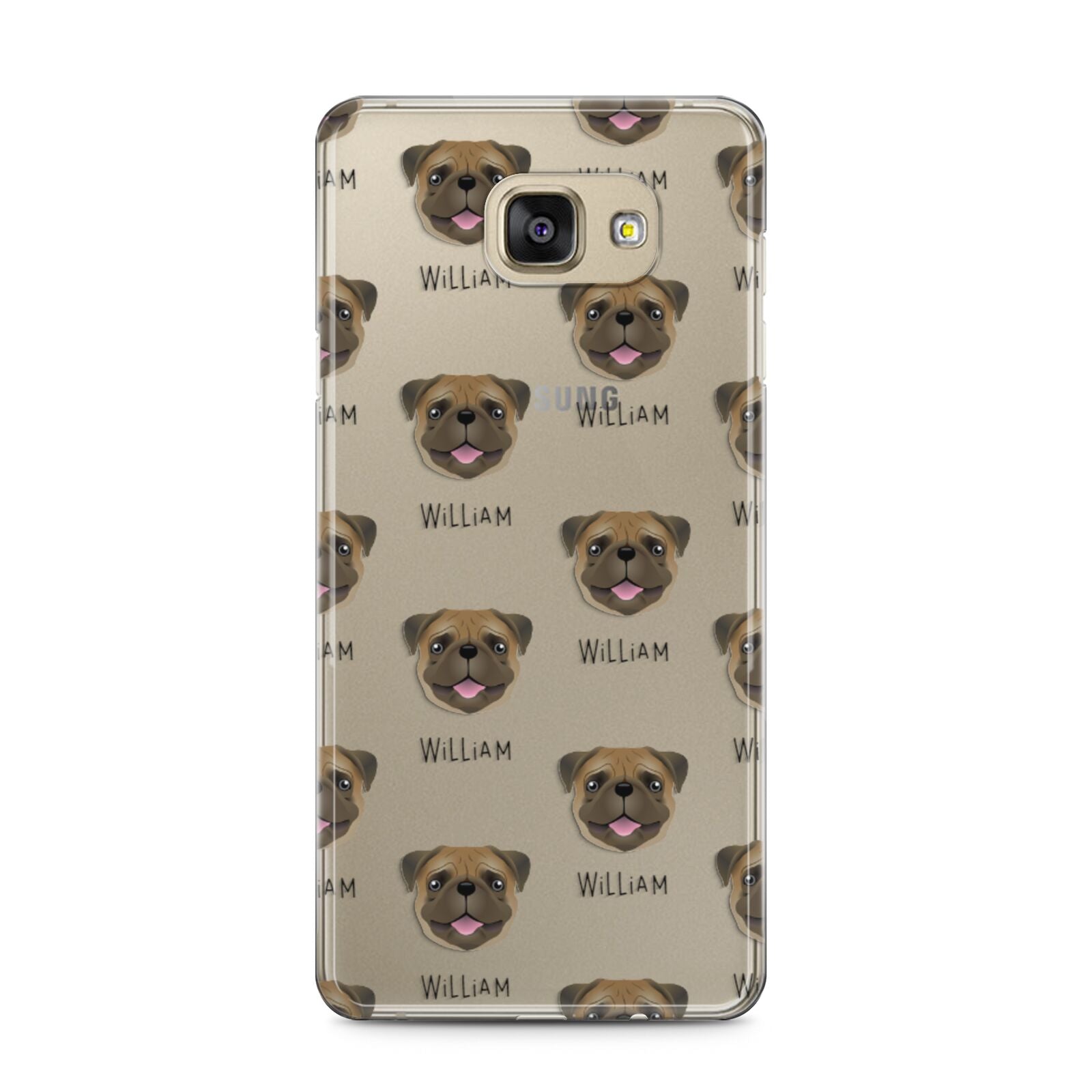 Pug Icon with Name Samsung Galaxy A5 2016 Case on gold phone