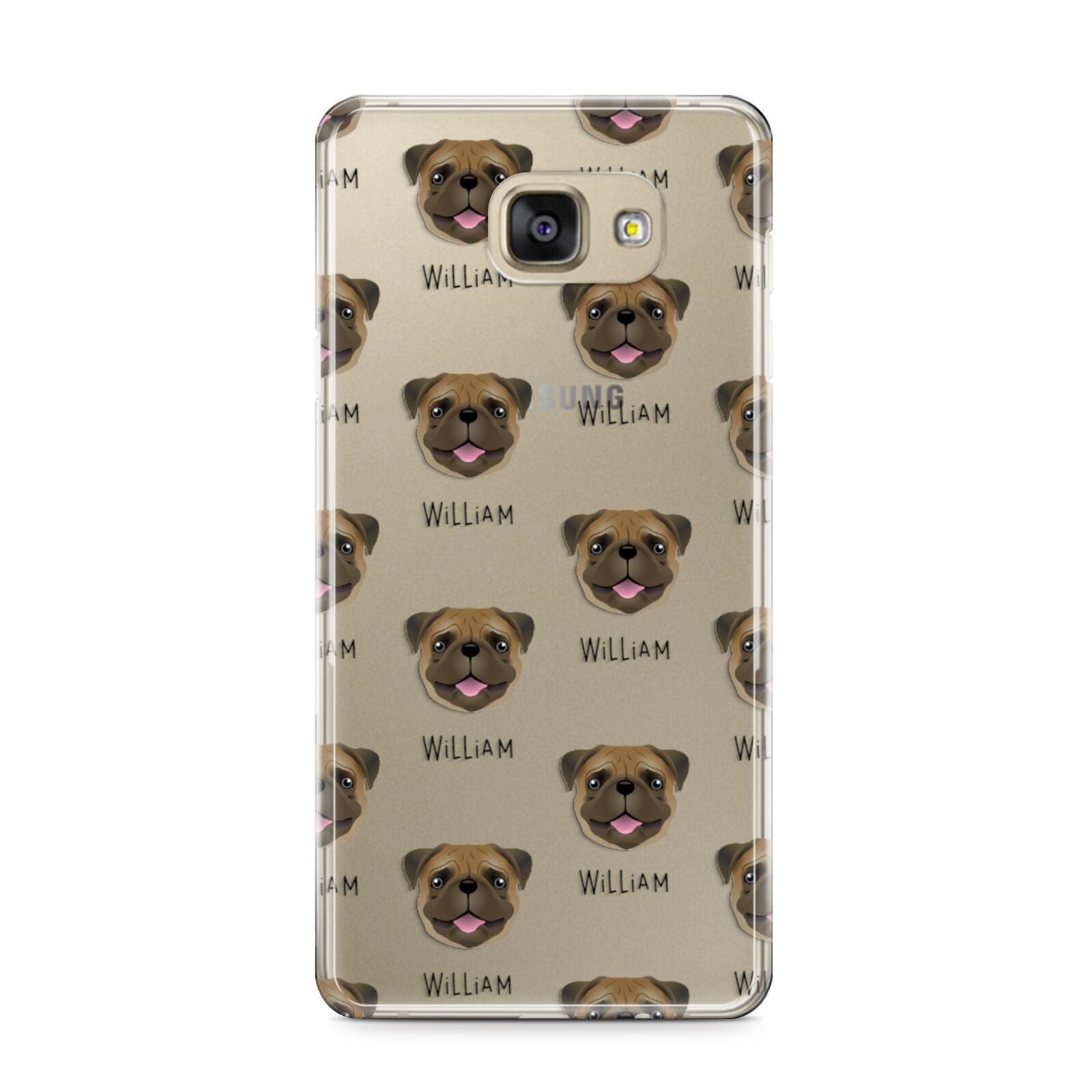 Pug Icon with Name Samsung Galaxy A9 2016 Case on gold phone