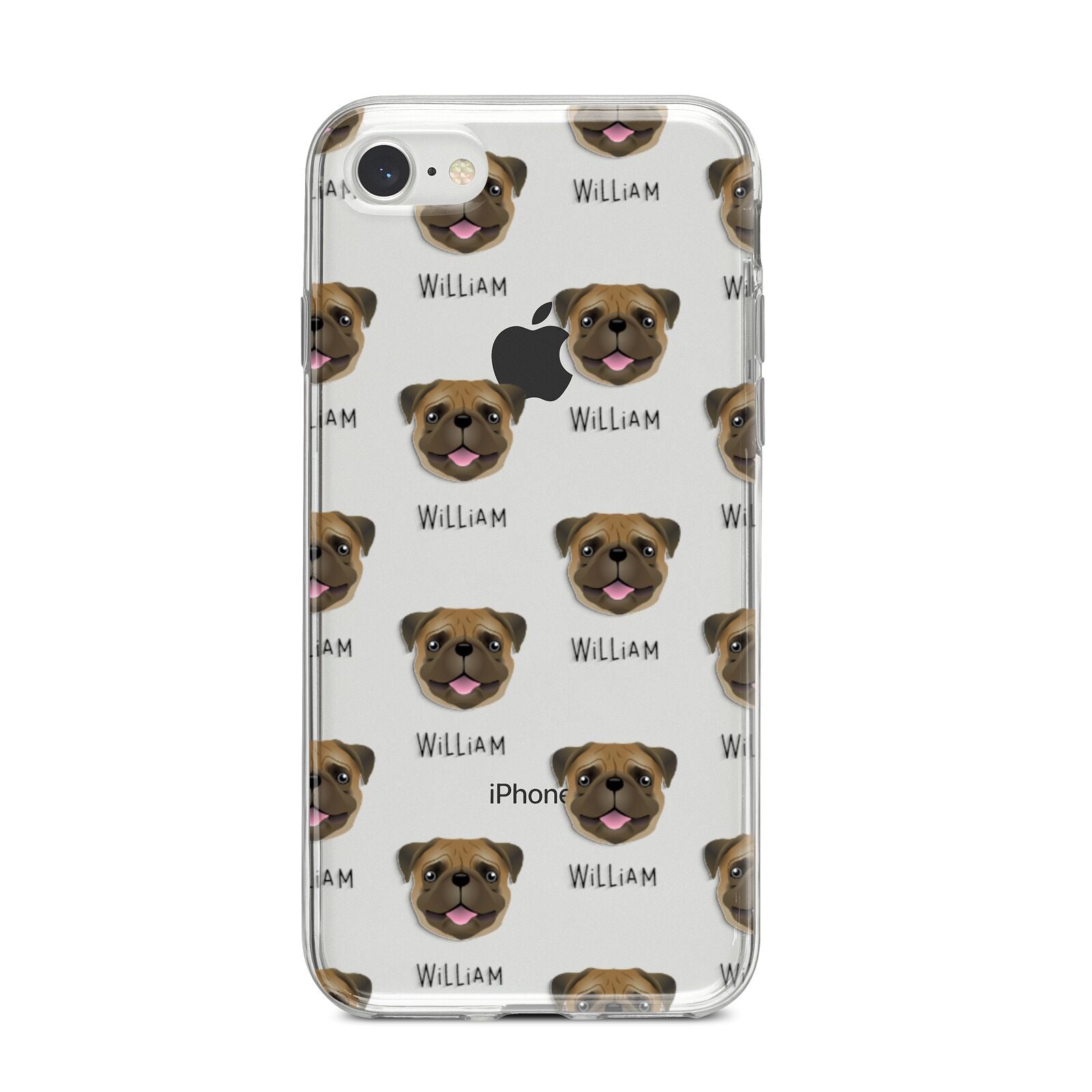 Pug Icon with Name iPhone 8 Bumper Case on Silver iPhone