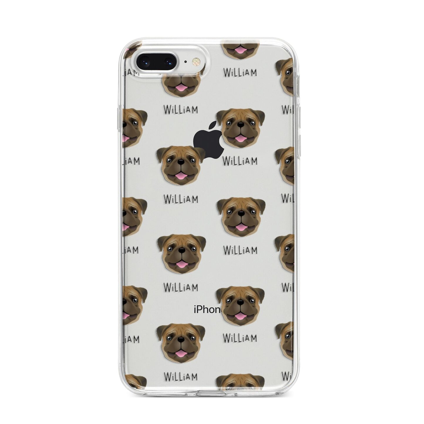 Pug Icon with Name iPhone 8 Plus Bumper Case on Silver iPhone