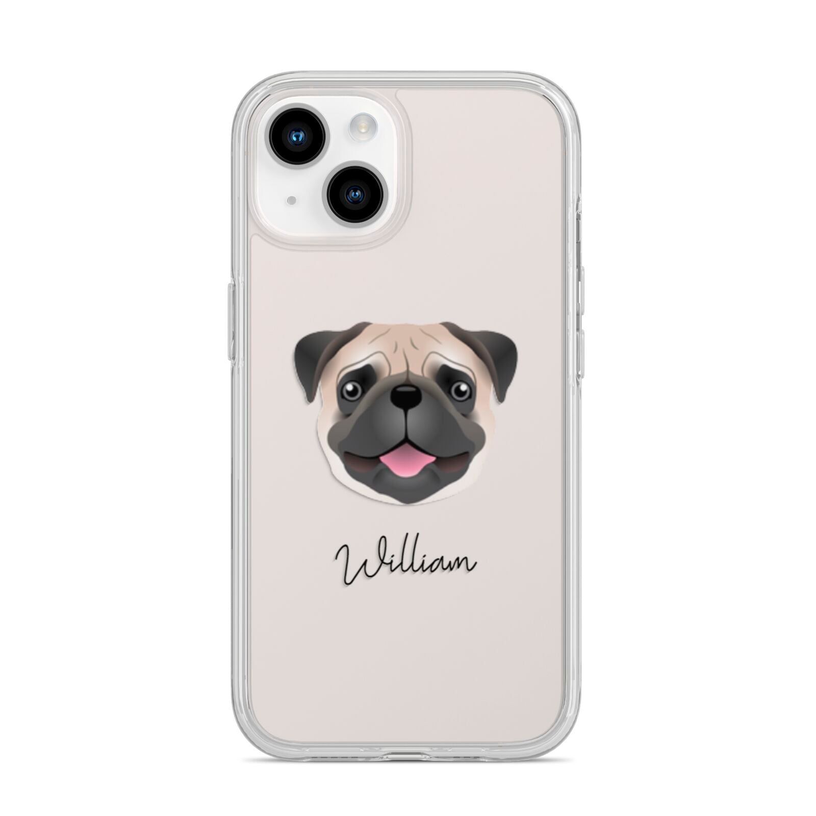 Pug Personalised iPhone 14 Clear Tough Case Starlight