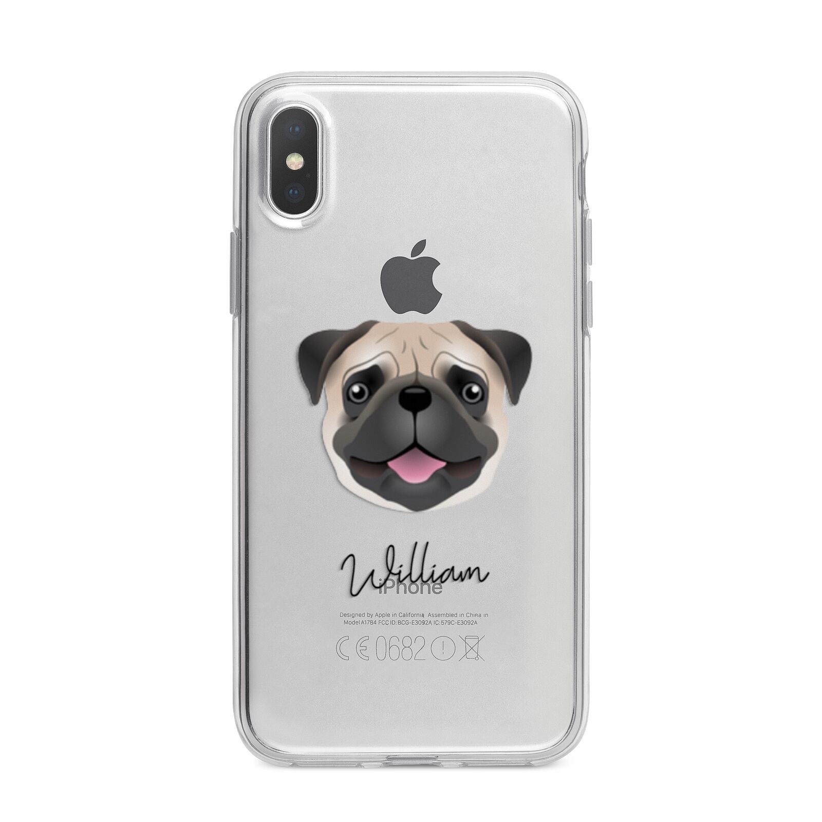 Pug Personalised iPhone X Bumper Case on Silver iPhone Alternative Image 1