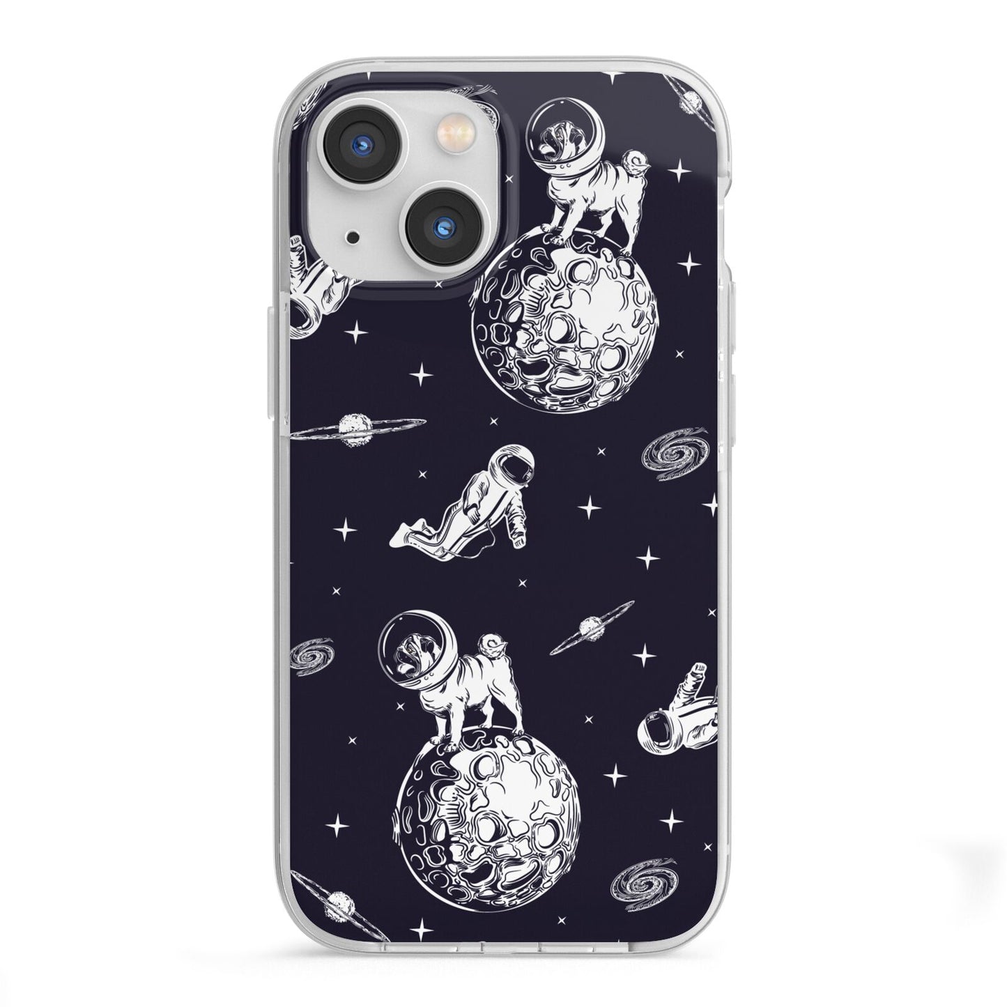 Pug in Space iPhone 13 Mini TPU Impact Case with White Edges