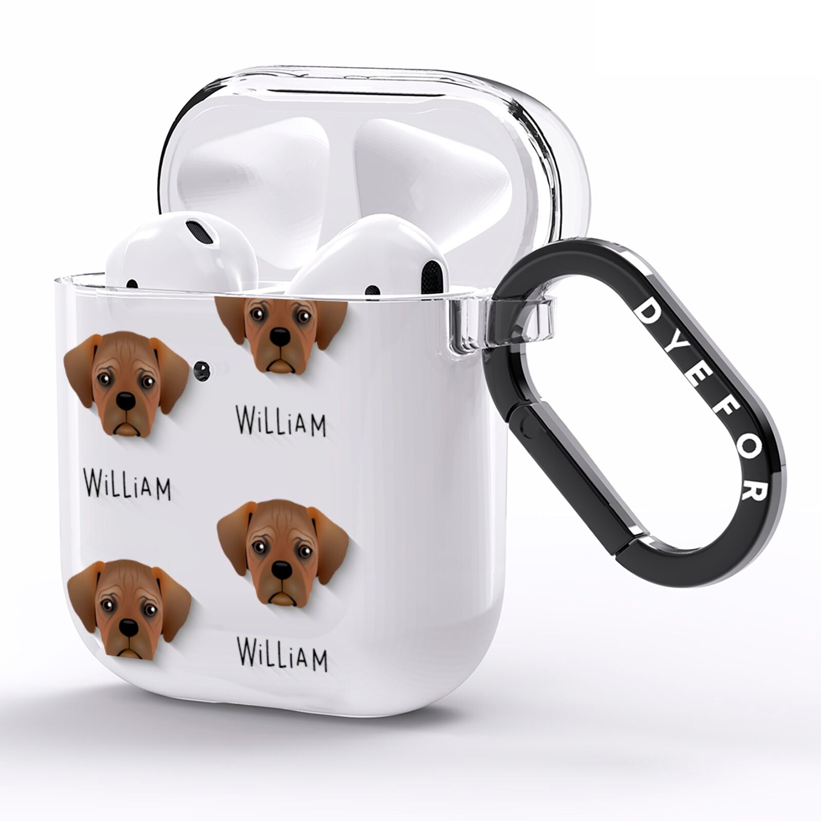 Pugalier Icon with Name AirPods Clear Case Side Image