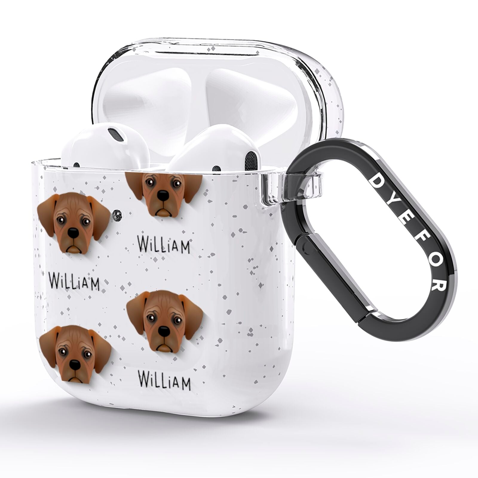 Pugalier Icon with Name AirPods Glitter Case Side Image