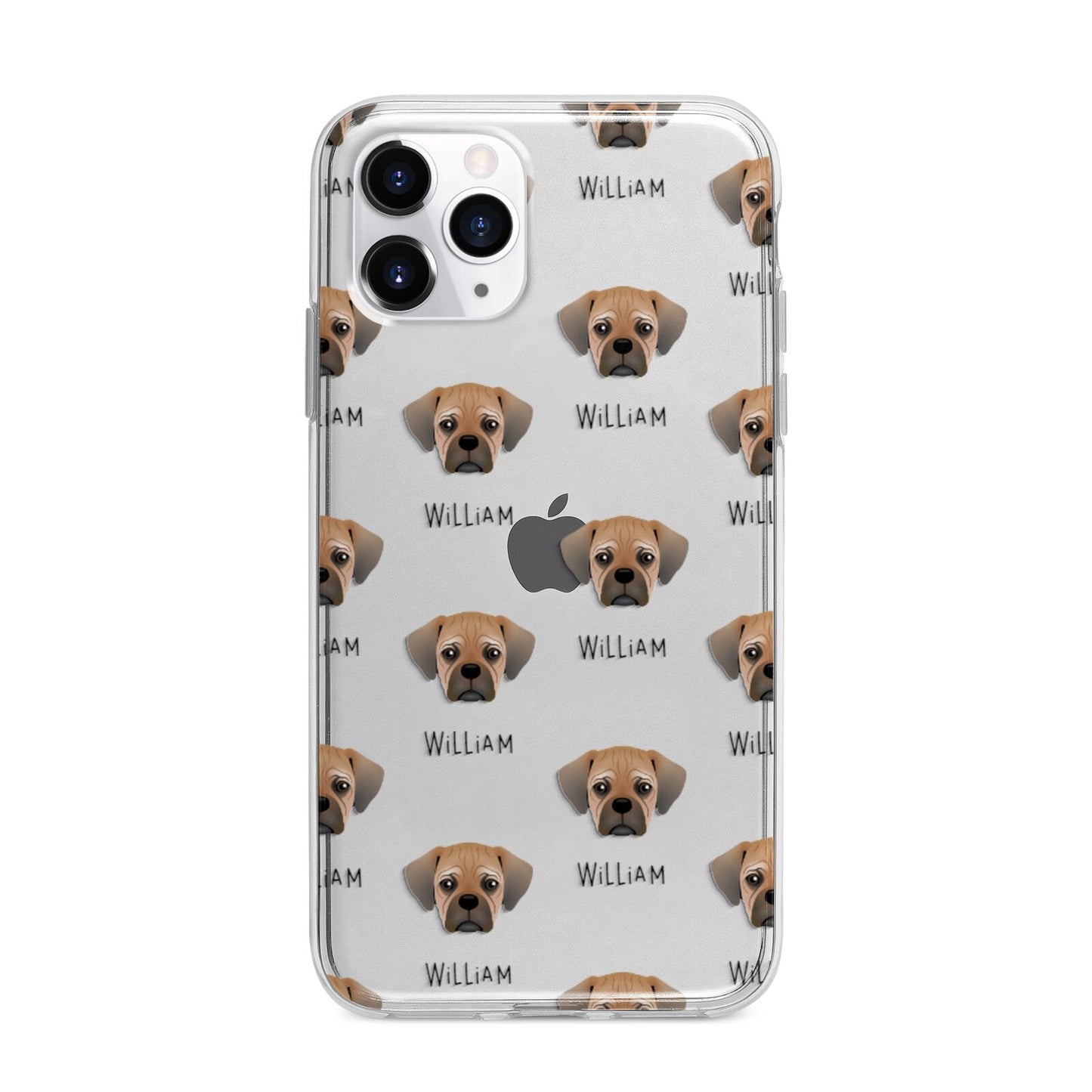 Pugalier Icon with Name Apple iPhone 11 Pro Max in Silver with Bumper Case