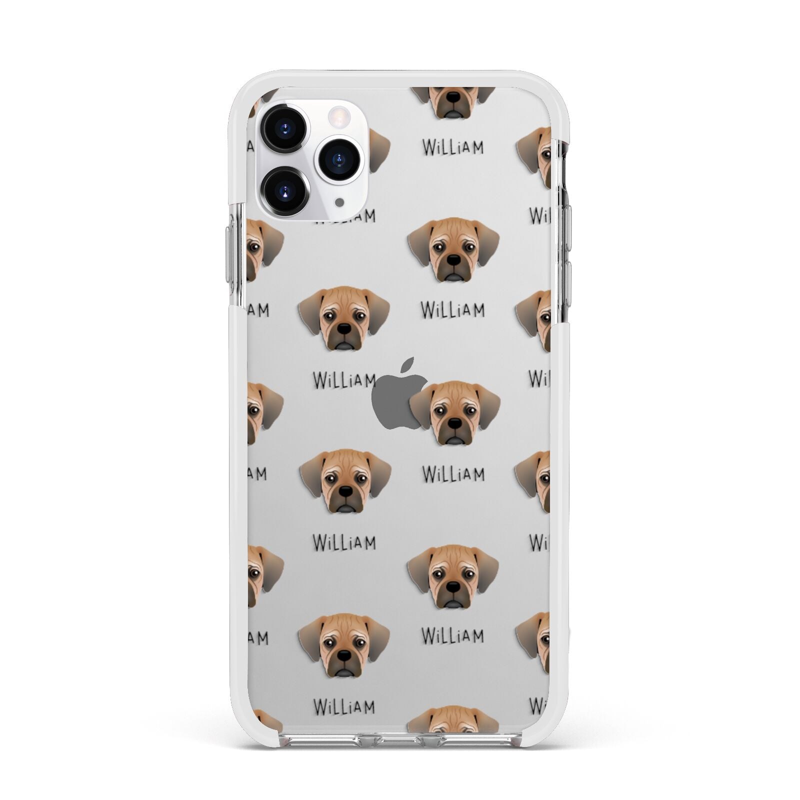 Pugalier Icon with Name Apple iPhone 11 Pro Max in Silver with White Impact Case