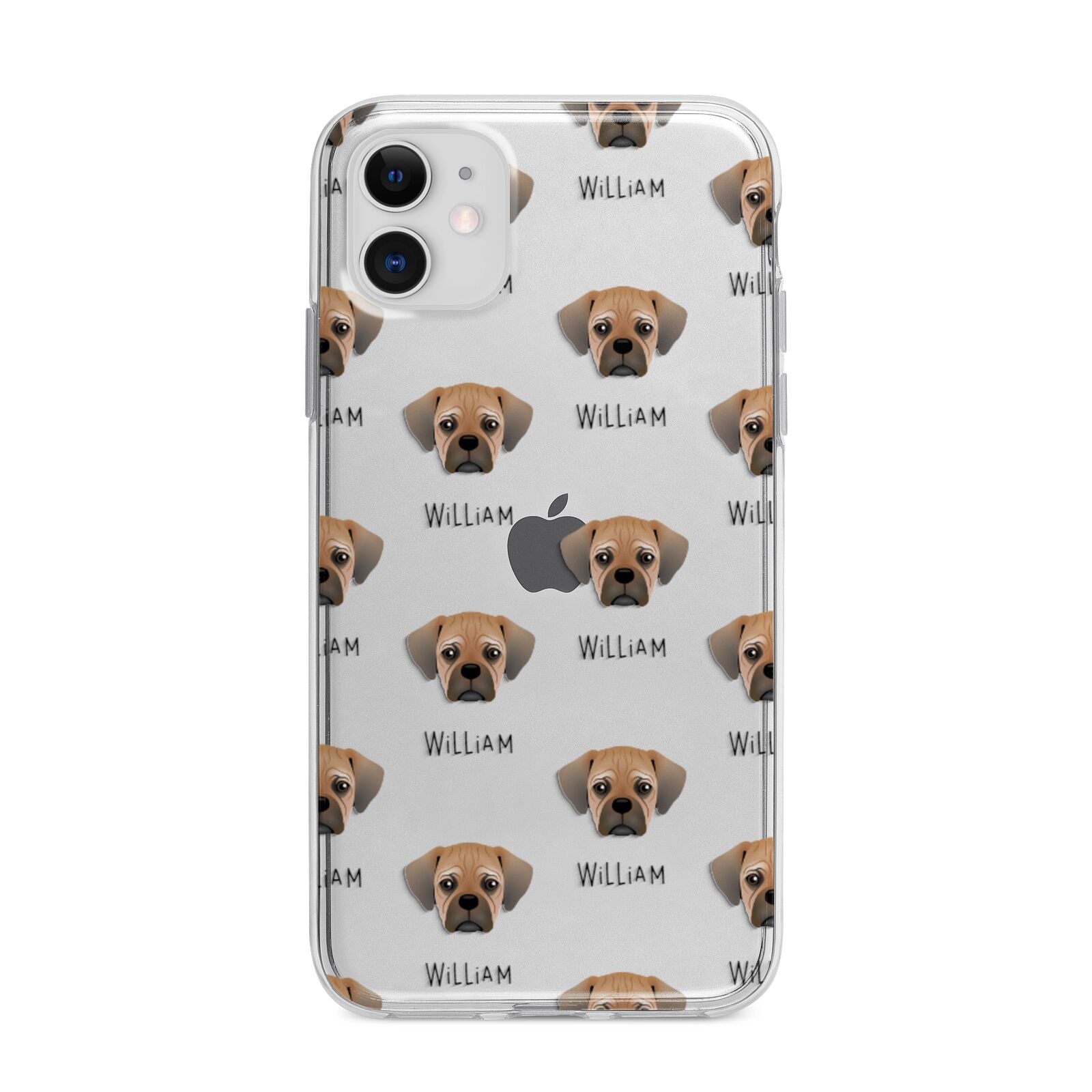 Pugalier Icon with Name Apple iPhone 11 in White with Bumper Case