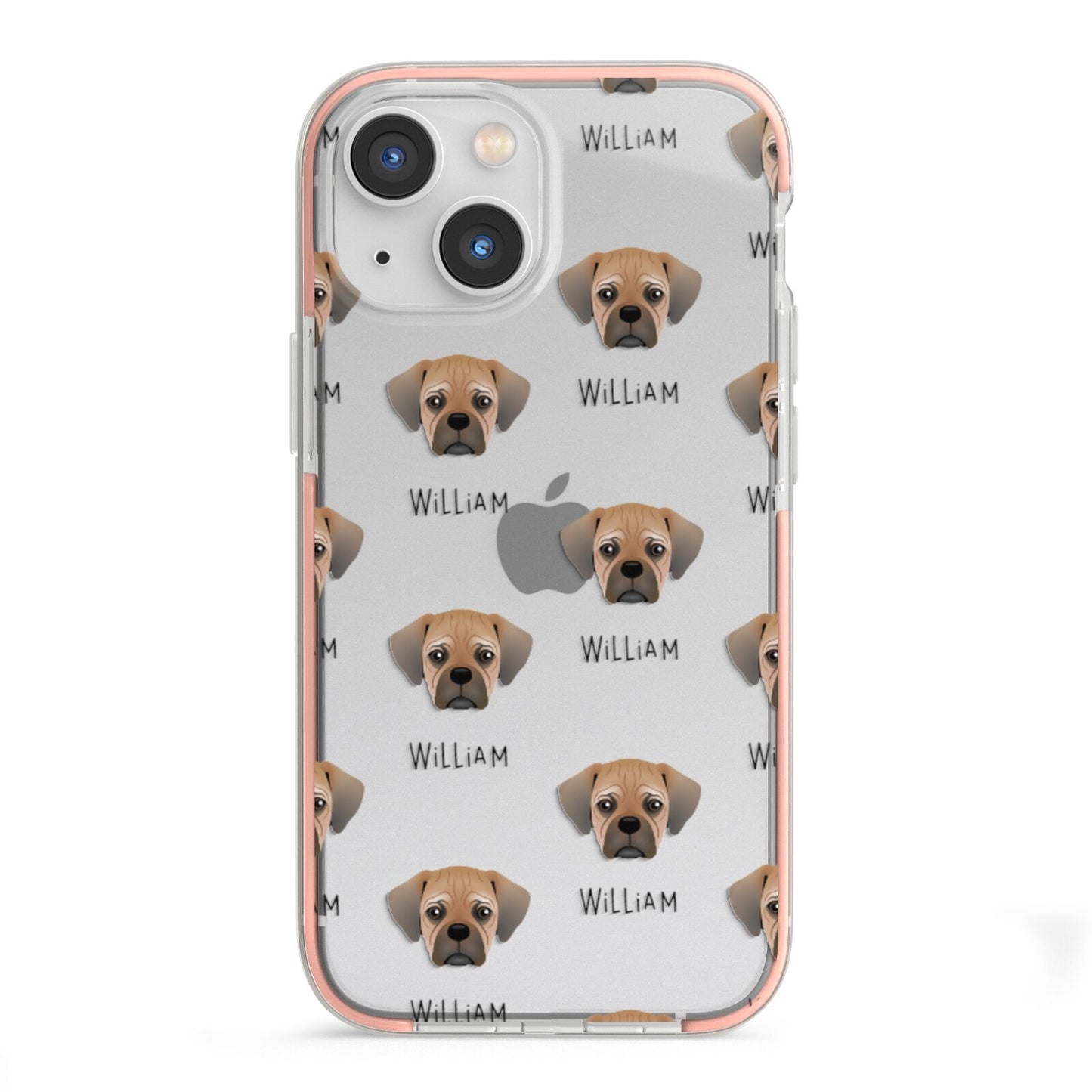 Pugalier Icon with Name iPhone 13 Mini TPU Impact Case with Pink Edges
