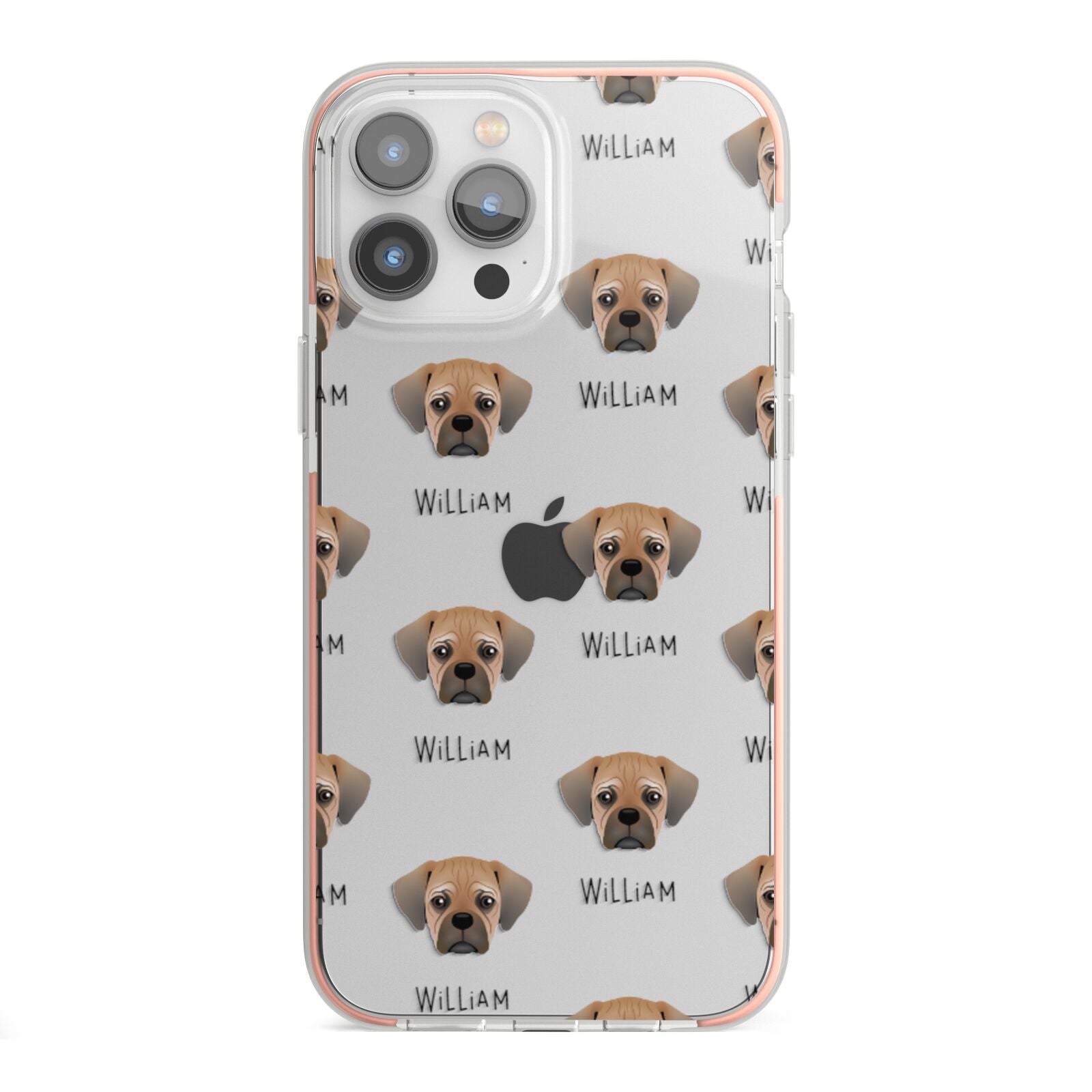 Pugalier Icon with Name iPhone 13 Pro Max TPU Impact Case with Pink Edges