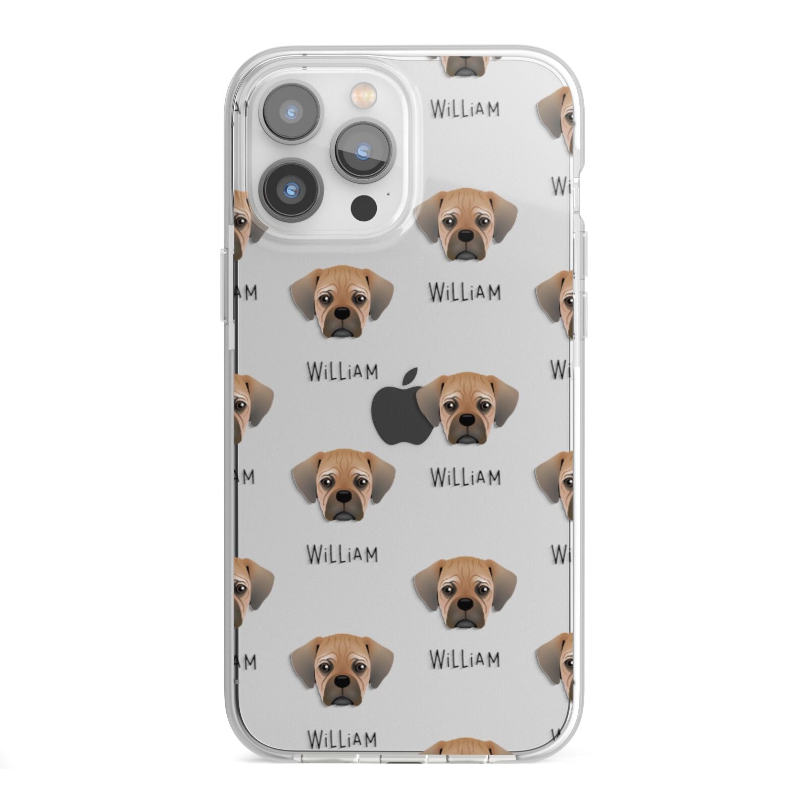 Pugalier Icon with Name iPhone 13 Pro Max TPU Impact Case with White Edges