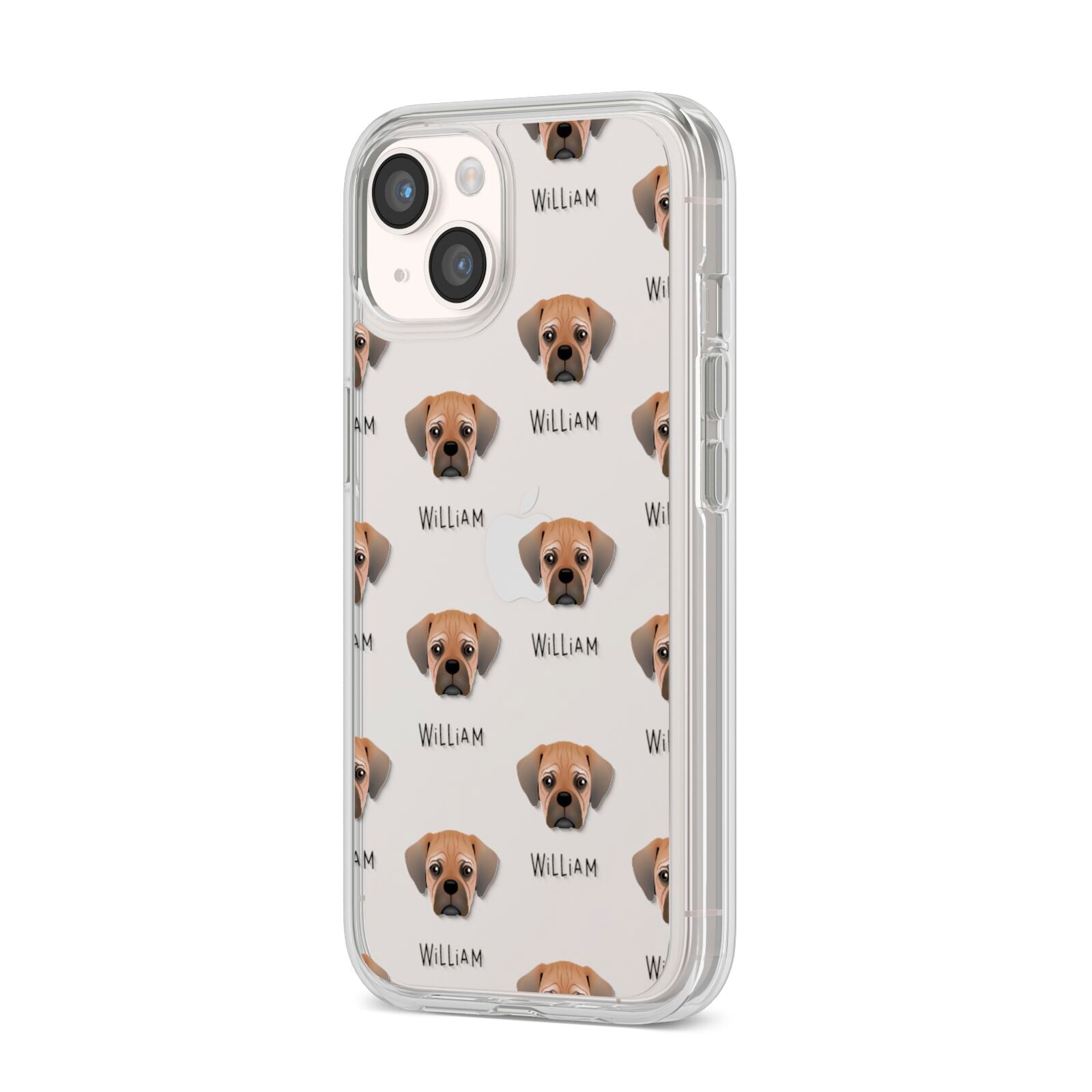 Pugalier Icon with Name iPhone 14 Clear Tough Case Starlight Angled Image