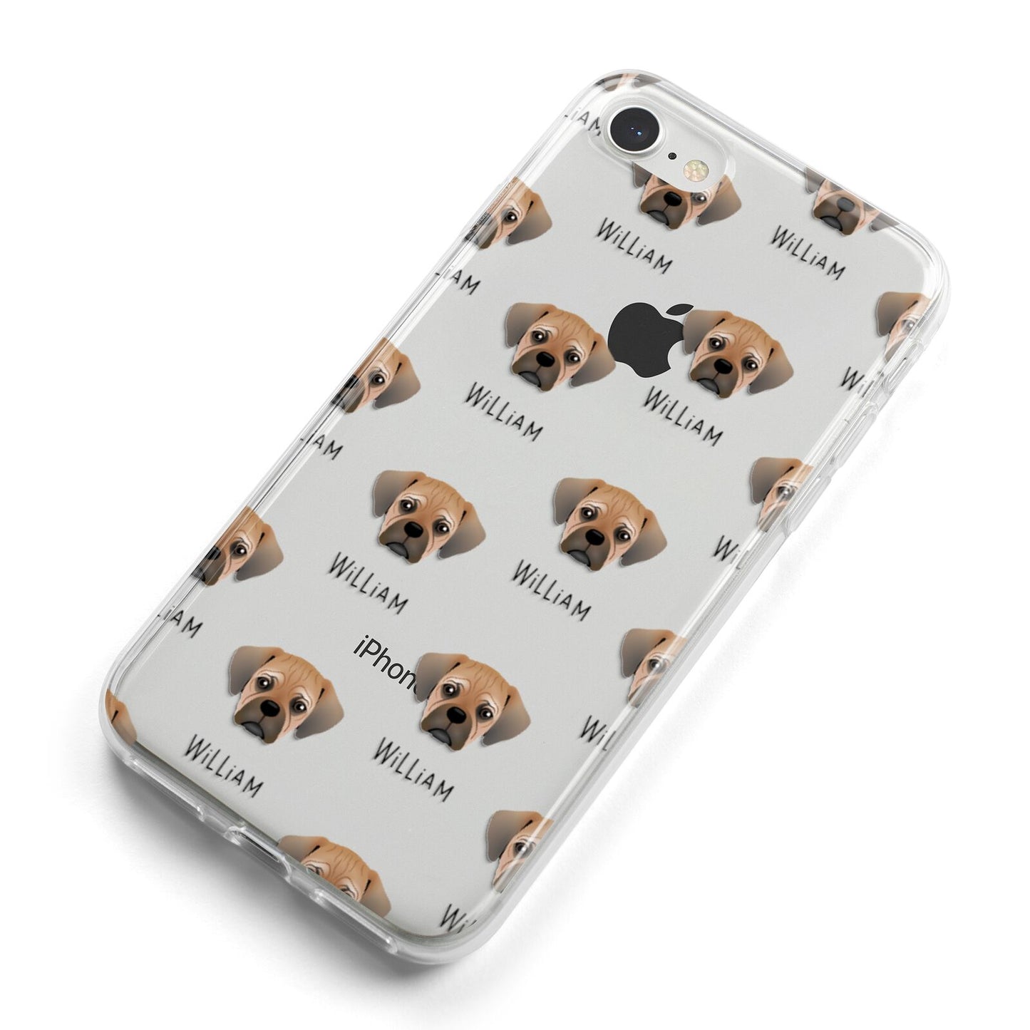 Pugalier Icon with Name iPhone 8 Bumper Case on Silver iPhone Alternative Image