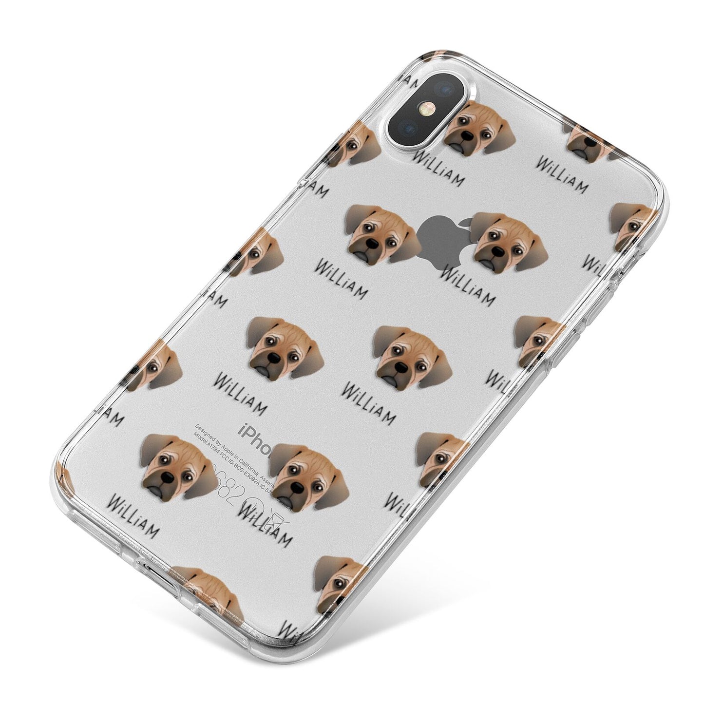 Pugalier Icon with Name iPhone X Bumper Case on Silver iPhone