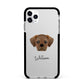 Pugalier Personalised Apple iPhone 11 Pro Max in Silver with Black Impact Case
