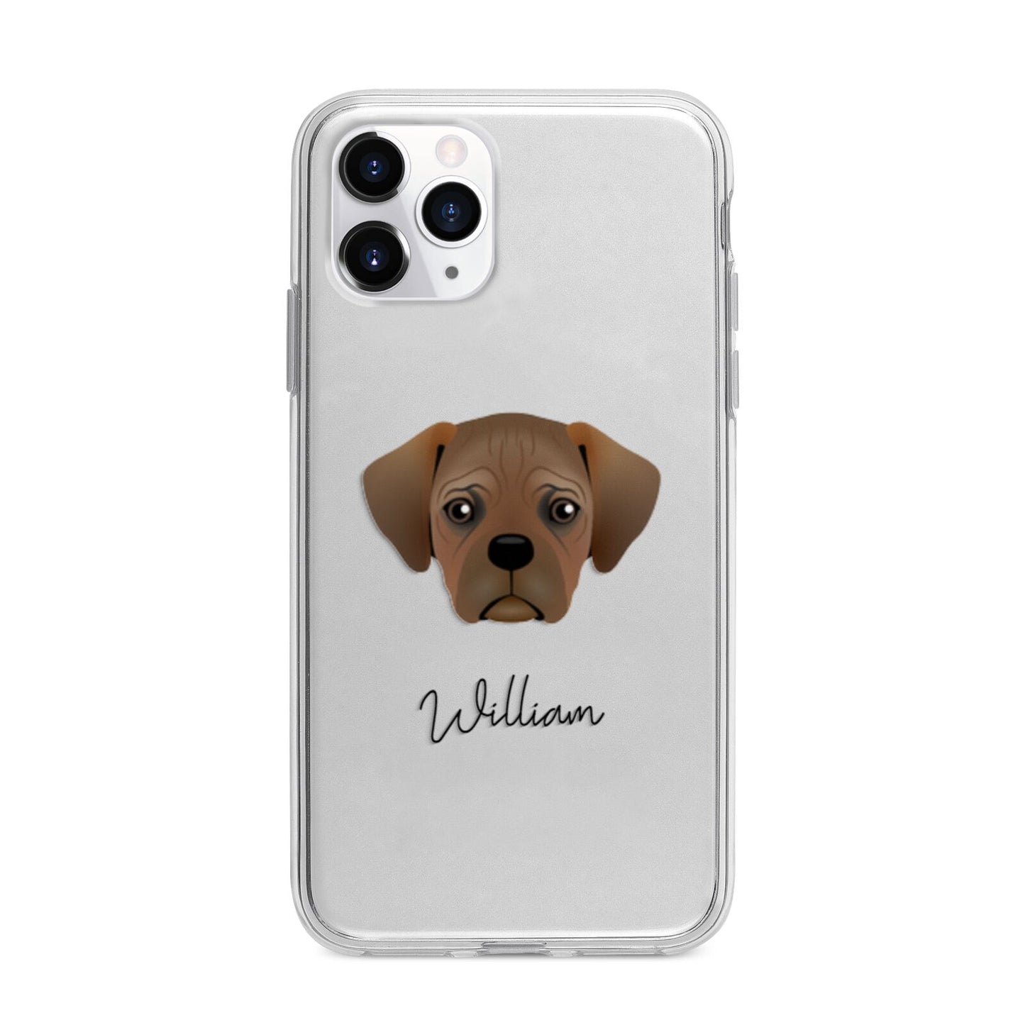 Pugalier Personalised Apple iPhone 11 Pro in Silver with Bumper Case