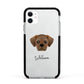Pugalier Personalised Apple iPhone 11 in White with Black Impact Case