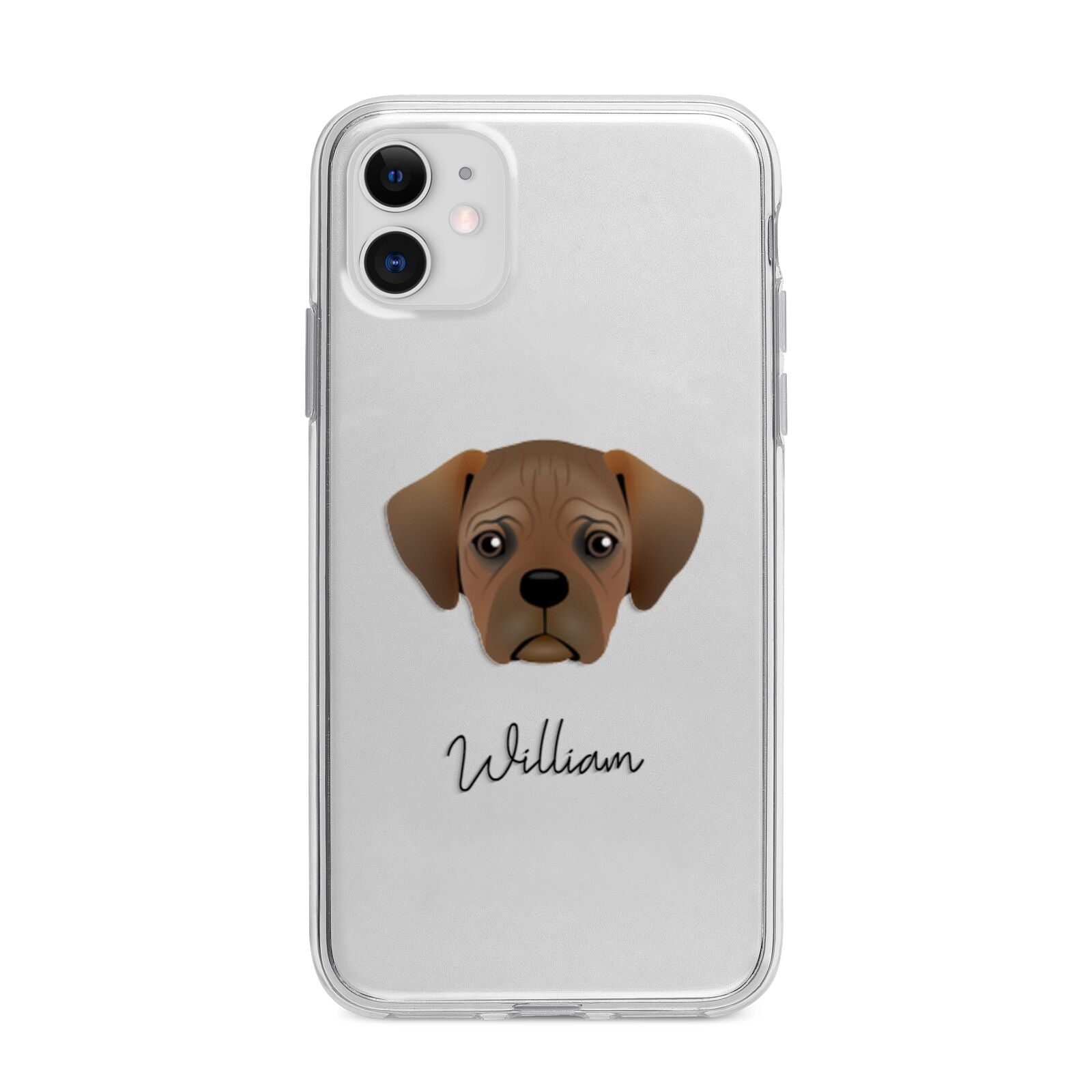 Pugalier Personalised Apple iPhone 11 in White with Bumper Case
