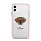 Pugalier Personalised Apple iPhone 11 in White with Pink Impact Case