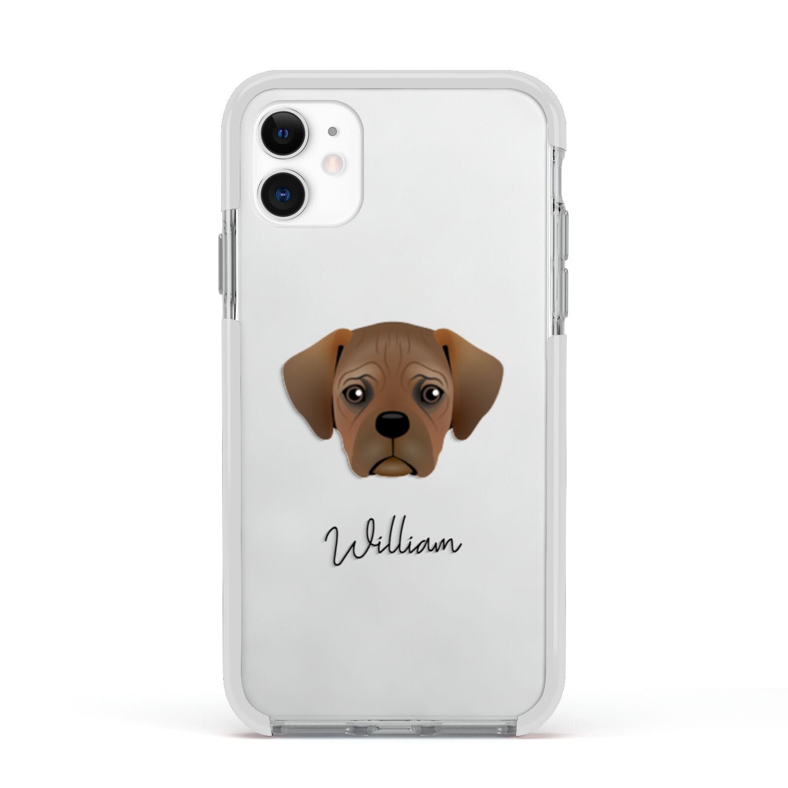 Pugalier Personalised Apple iPhone 11 in White with White Impact Case