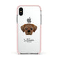 Pugalier Personalised Apple iPhone Xs Impact Case Pink Edge on Silver Phone