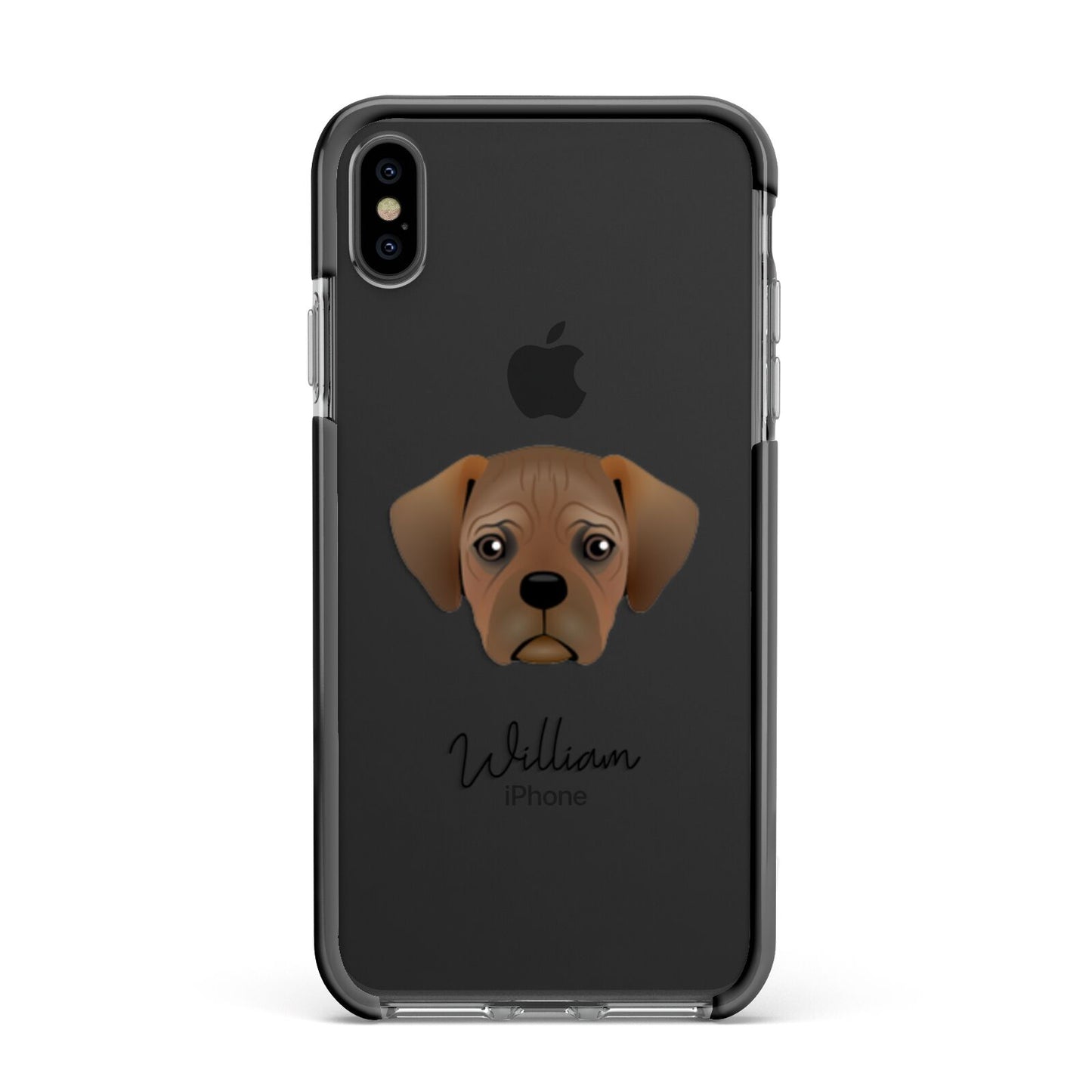 Pugalier Personalised Apple iPhone Xs Max Impact Case Black Edge on Black Phone