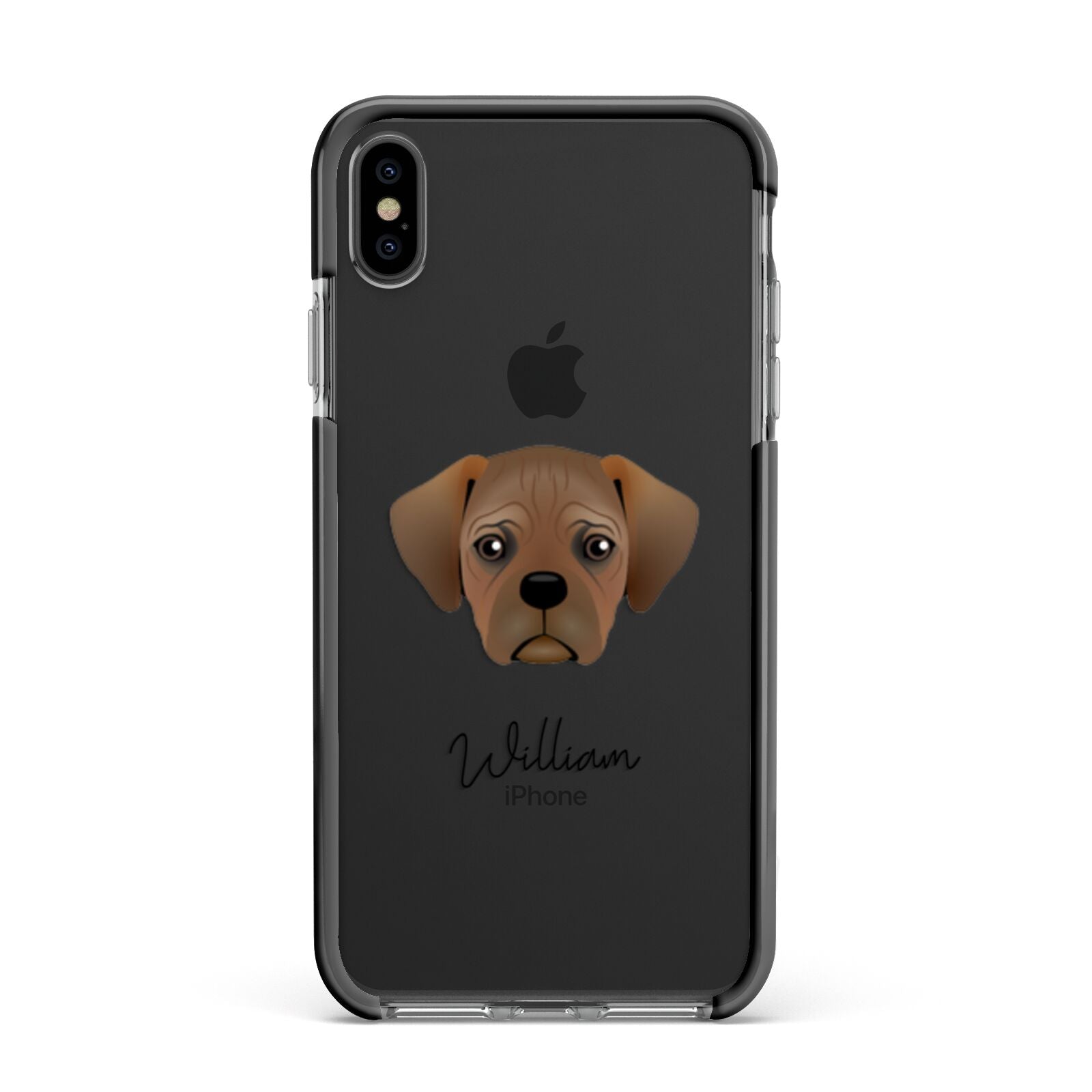 Pugalier Personalised Apple iPhone Xs Max Impact Case Black Edge on Black Phone