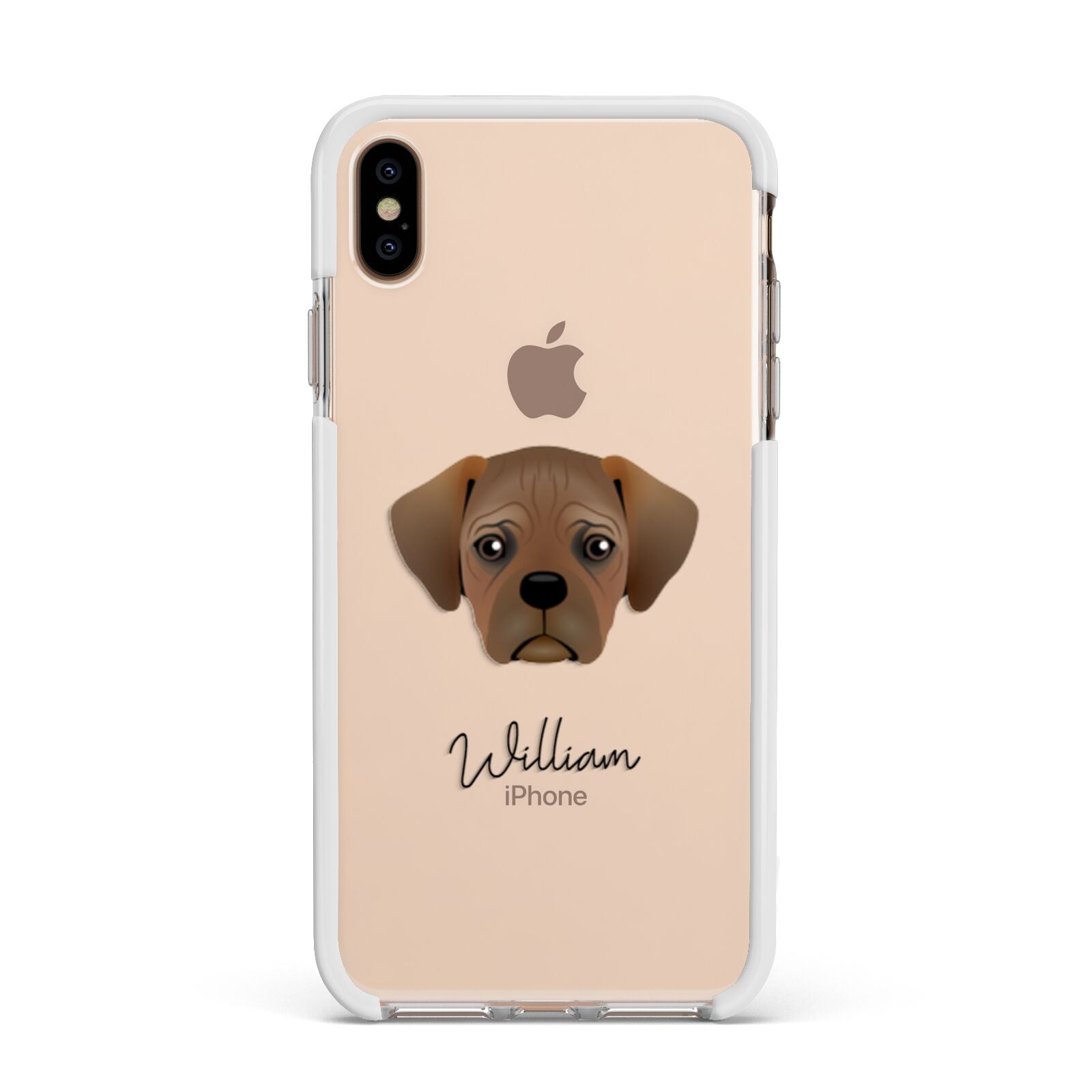 Pugalier Personalised Apple iPhone Xs Max Impact Case White Edge on Gold Phone
