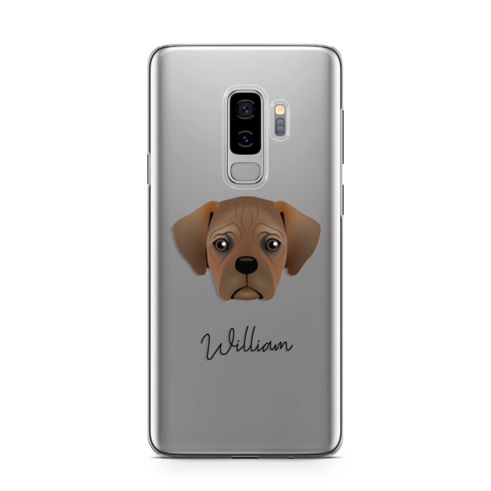 Pugalier Personalised Samsung Galaxy S9 Plus Case on Silver phone