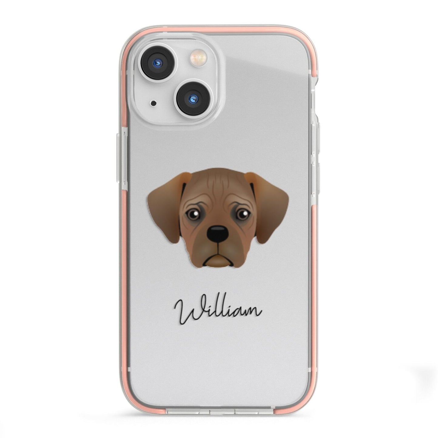 Pugalier Personalised iPhone 13 Mini TPU Impact Case with Pink Edges