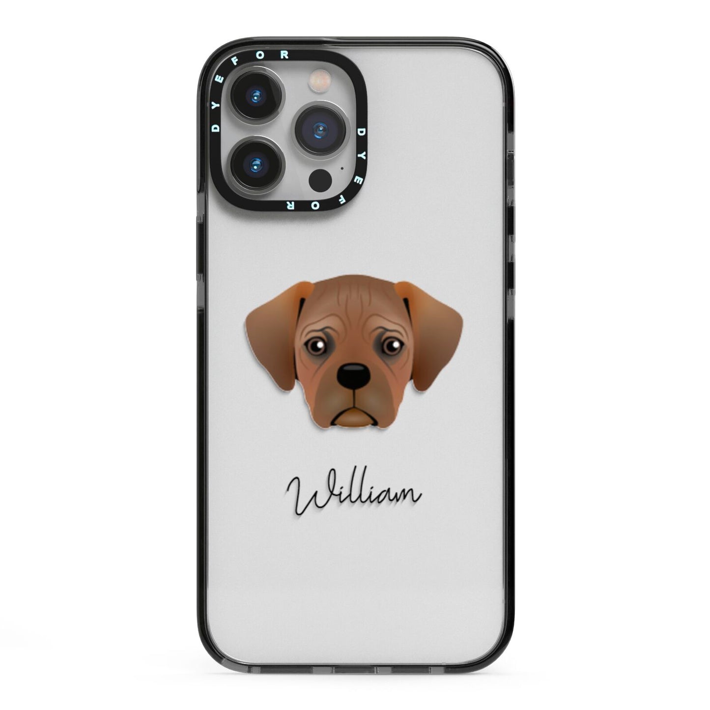 Pugalier Personalised iPhone 13 Pro Max Black Impact Case on Silver phone