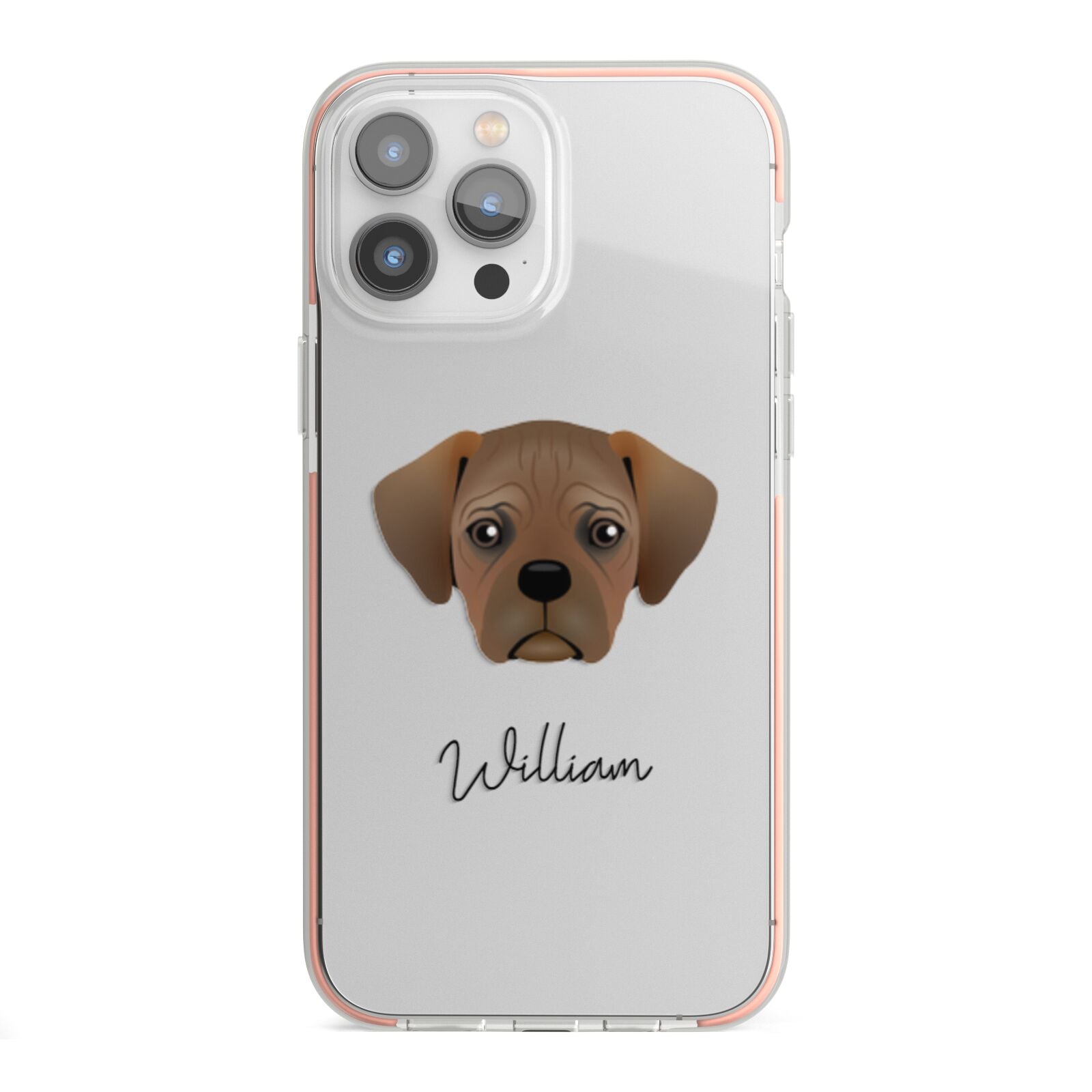 Pugalier Personalised iPhone 13 Pro Max TPU Impact Case with Pink Edges