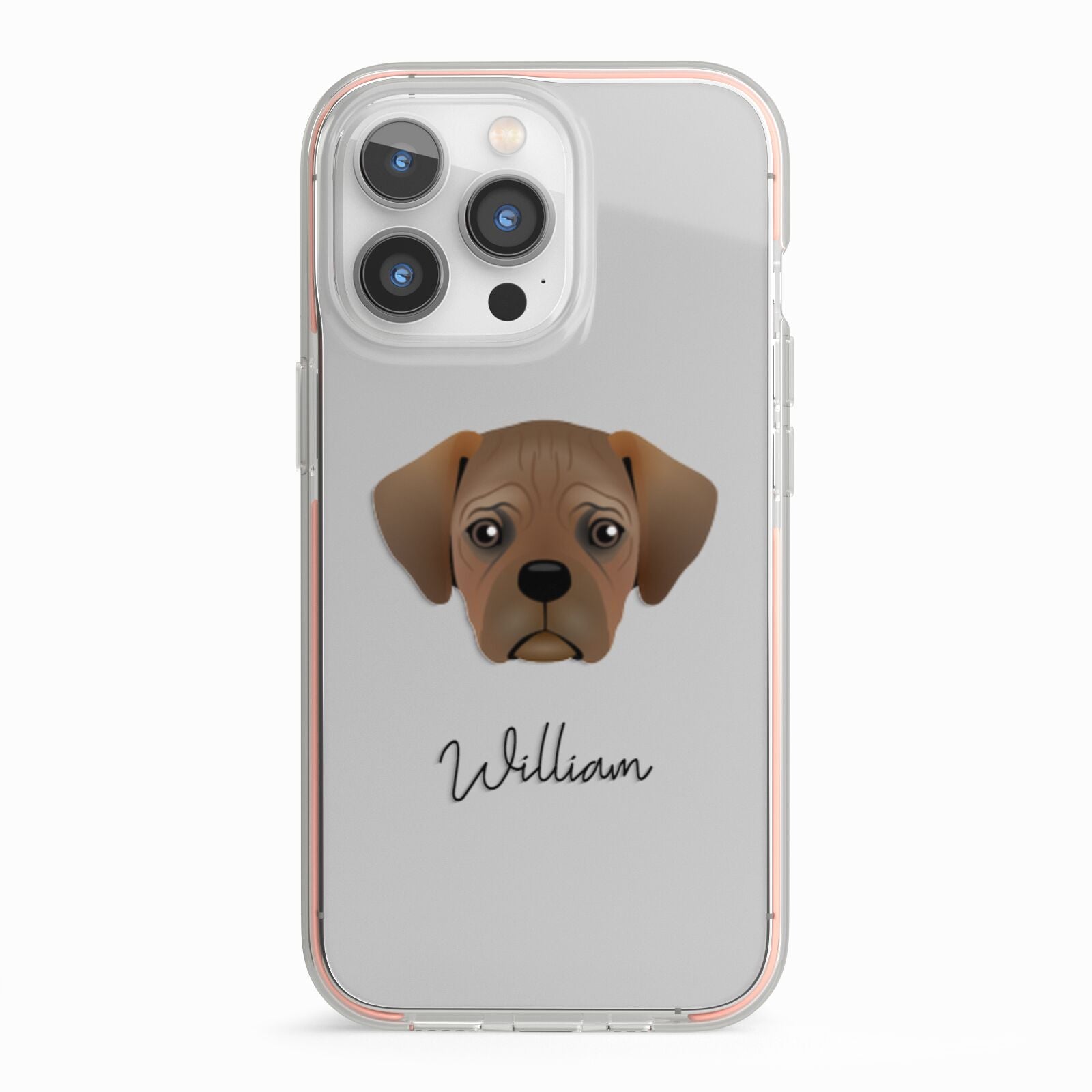 Pugalier Personalised iPhone 13 Pro TPU Impact Case with Pink Edges