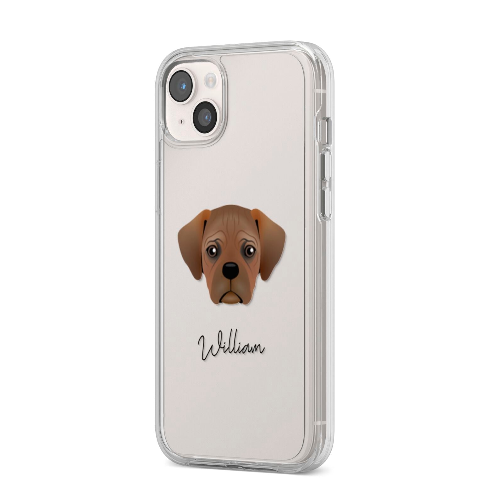 Pugalier Personalised iPhone 14 Plus Clear Tough Case Starlight Angled Image