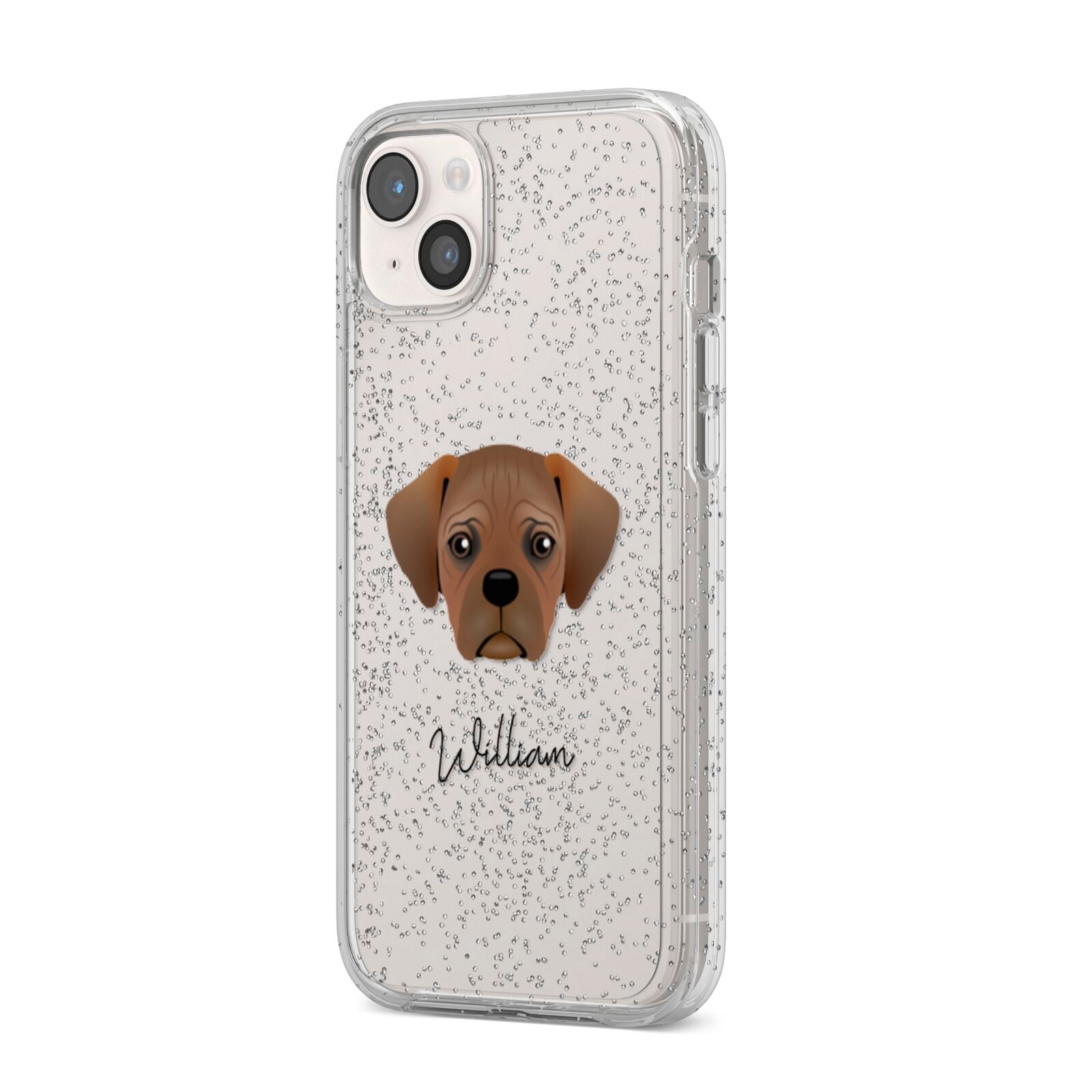 Pugalier Personalised iPhone 14 Plus Glitter Tough Case Starlight Angled Image